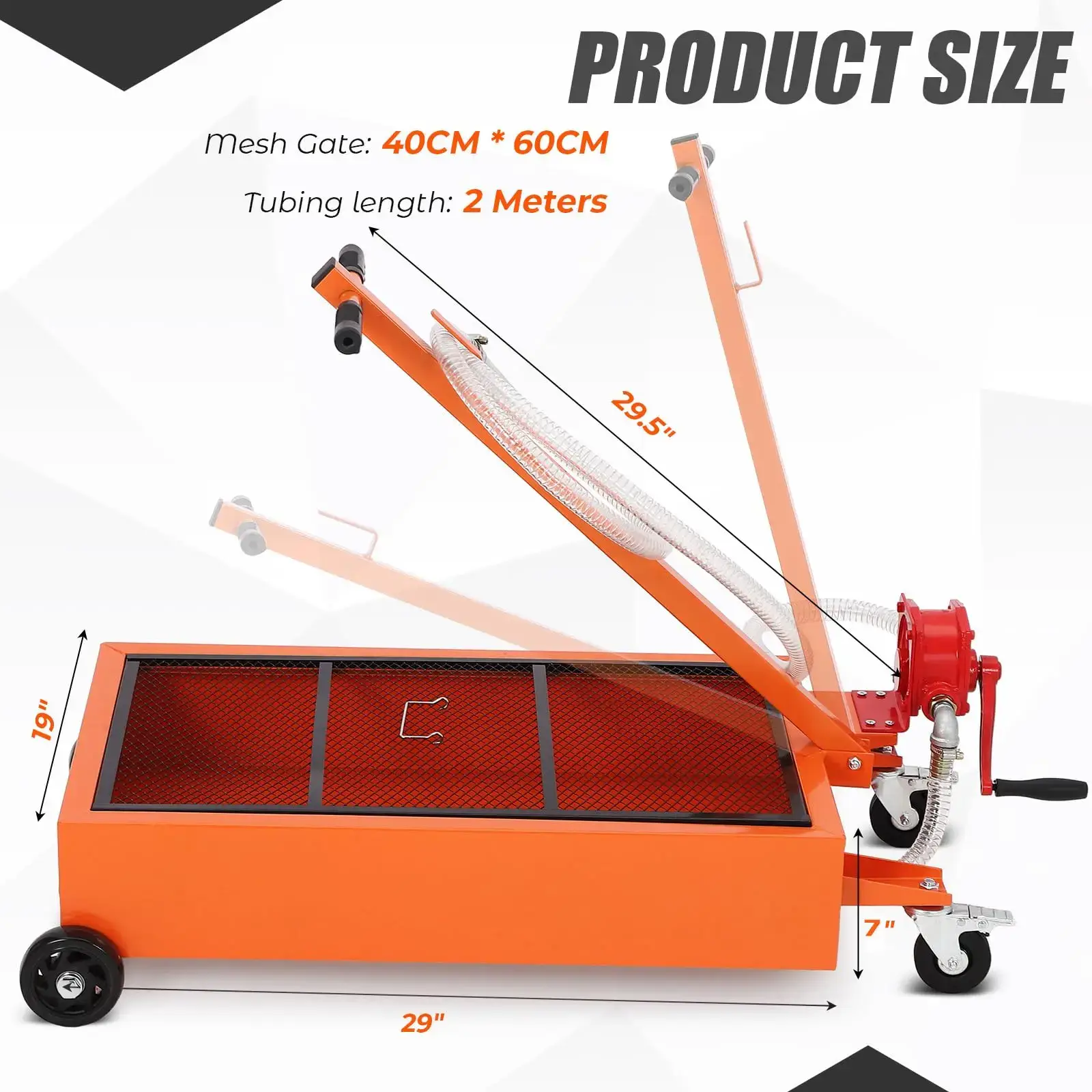 20 Gallon Low Profile Oil Drain Pan With Hand Electric Pump 8ft Hose Folding Handle Portable Oil Drain Tool For Car SUV Truck
