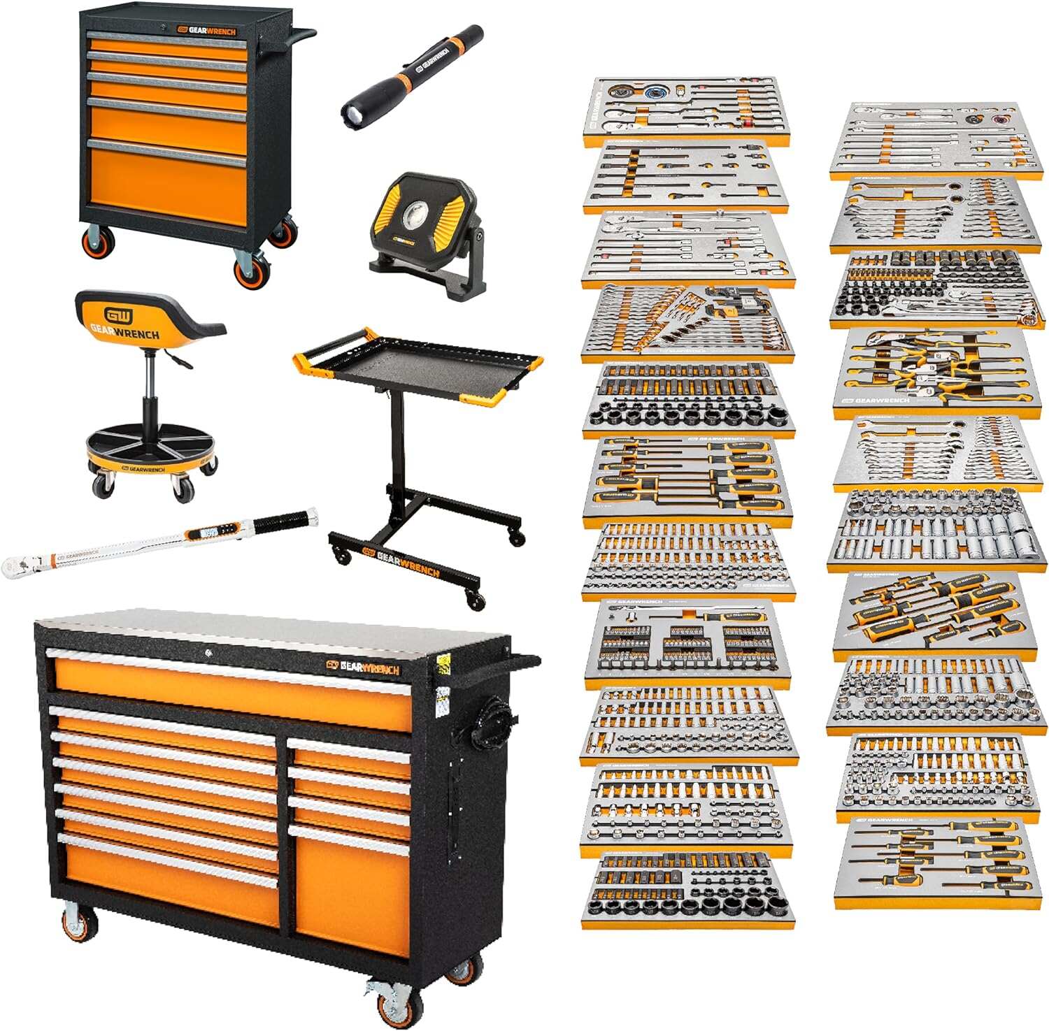 GEARWRENCH 1268 Piece Master Mechanics Tool Set in Premium Modular Foam Trays with GSX Mobile Tool Storage | MEGAMOD1268