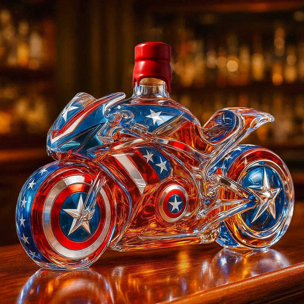 Captain America Motorcycle Whiskey Bottle