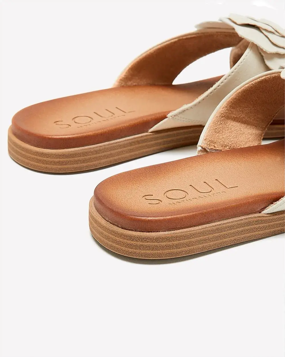 Wide Width, Flat Faux-Leather Joyful Sandal with Flower - Naturalizer