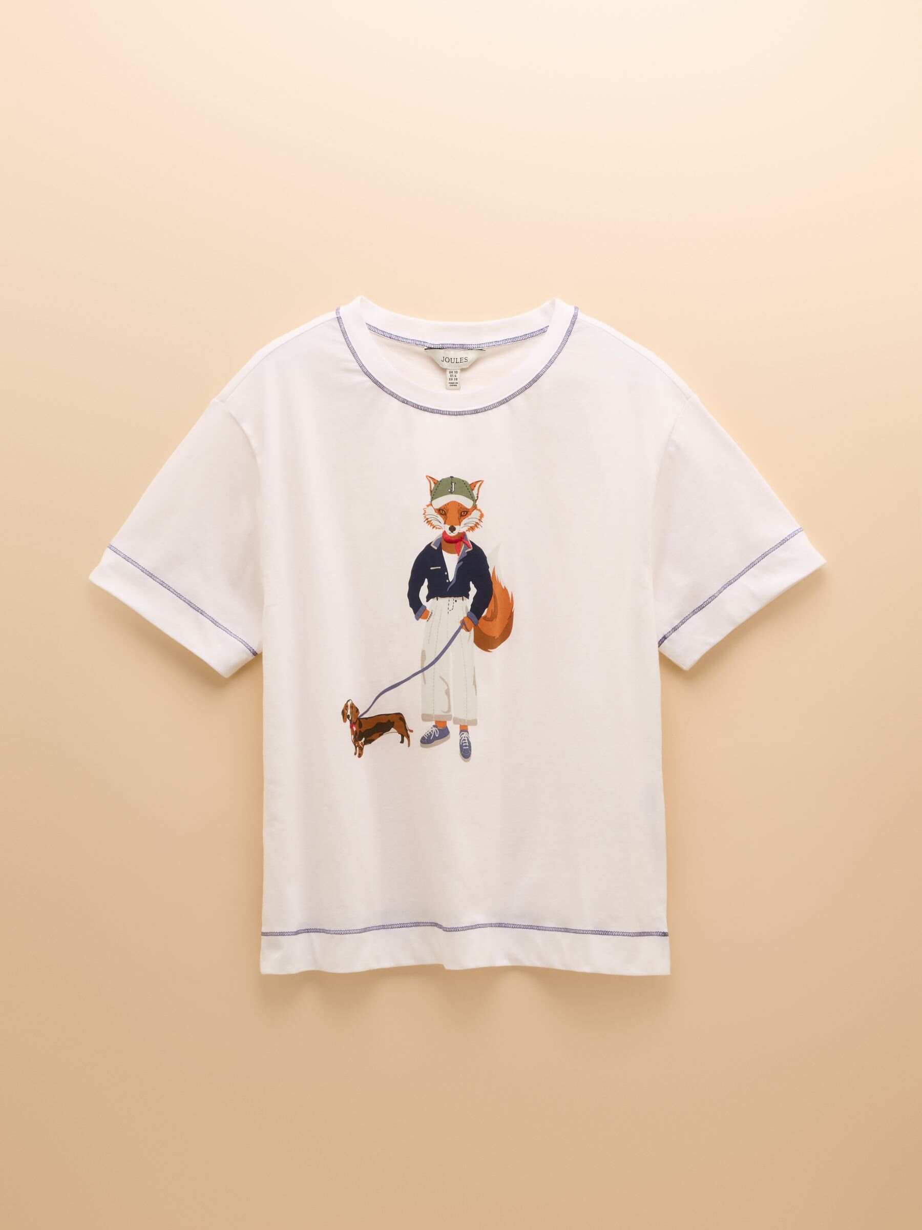 White Jonty Fox Graphic Cotton Short Sleeve T-Shirt