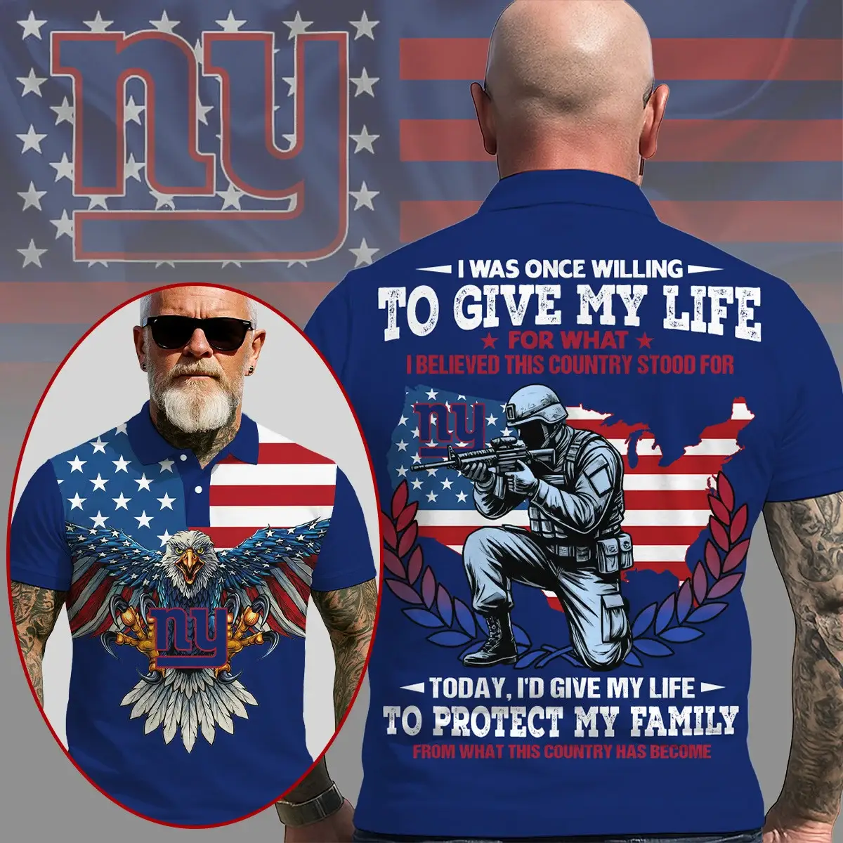 New York Giants | Premium NFL Patriotic Veteran Family Protection T-shirt MM