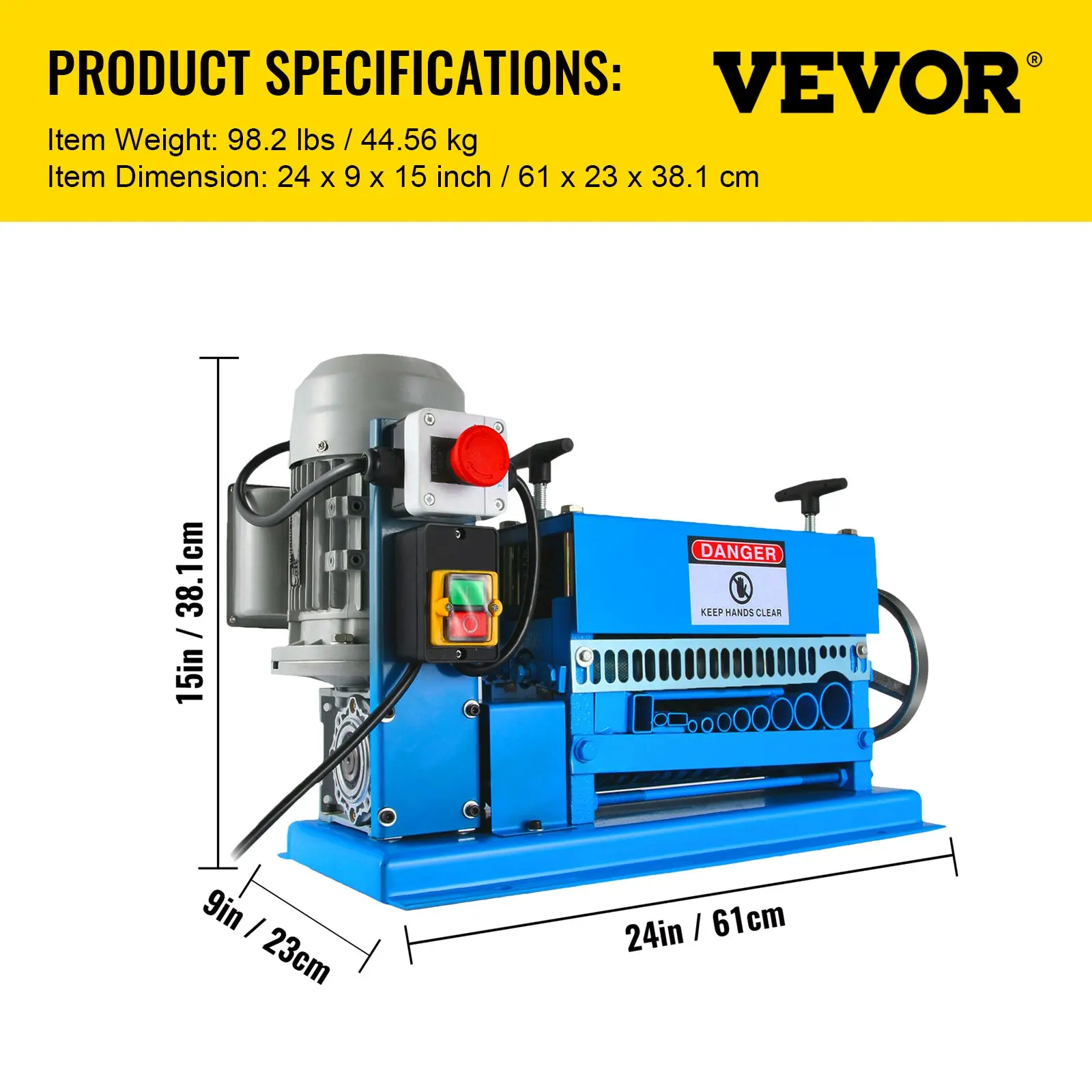 Automatic Wire Stripping Machine,0.06''-1.26'' Electric Motorized Cable Stripper, 750 W, 98 ft/min Wire Peeler with Visible Stripping Depth Reference, 10 Channels for Scrap Copper Recycling Heavy Duty Tool