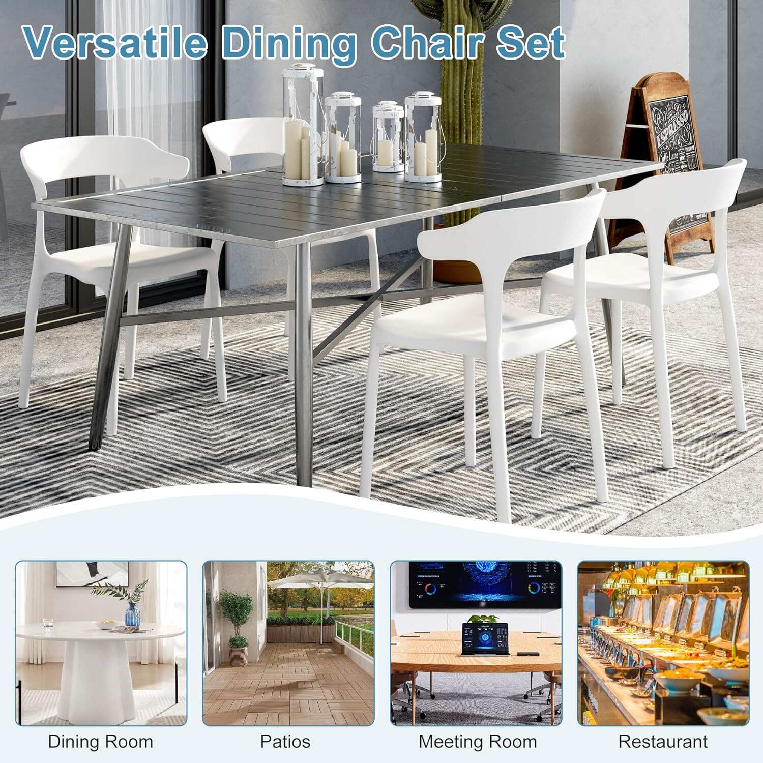 VECELO 4 Pack Plastic Stacking Chairs