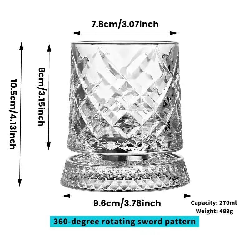 Luxury 360° Spinning Crystal Glass – Star-Cut Stress Relief Whiskey & Wine Glass, Elegant European Barware Gift，Rotating Glass Cup Spinning Glass Cup