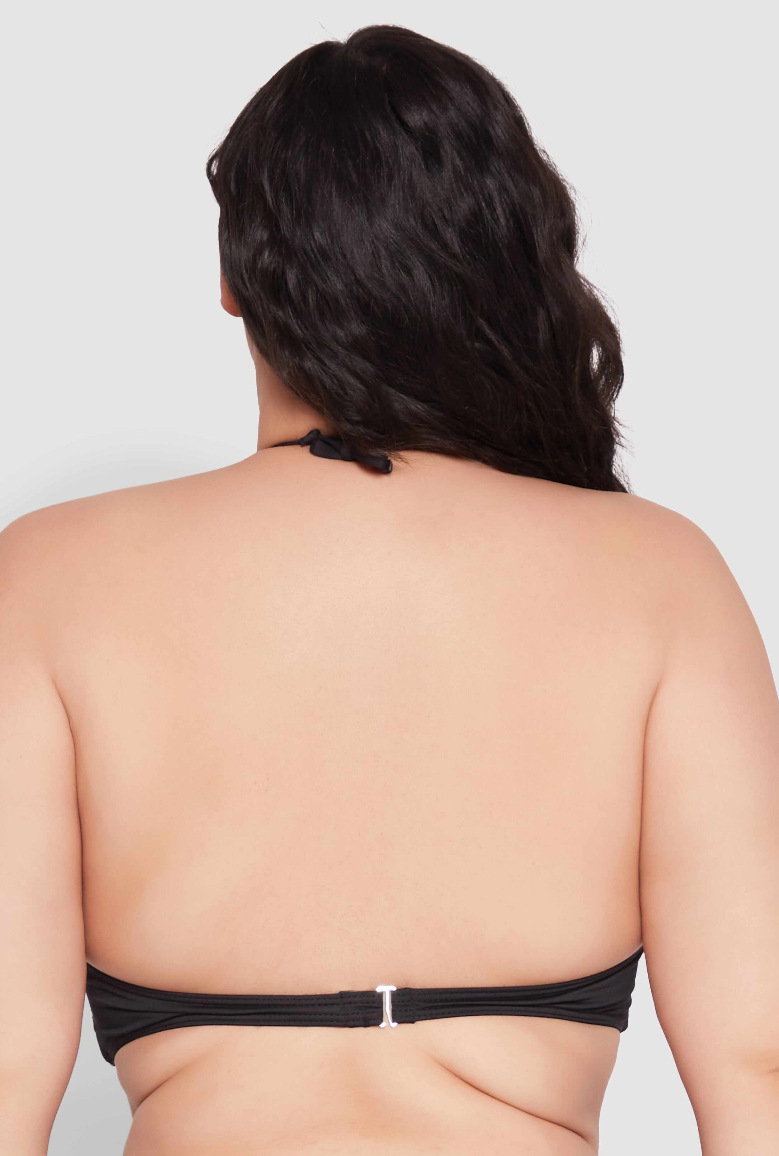 Plus Size Twist Front Bandeau Swim Bikini Top