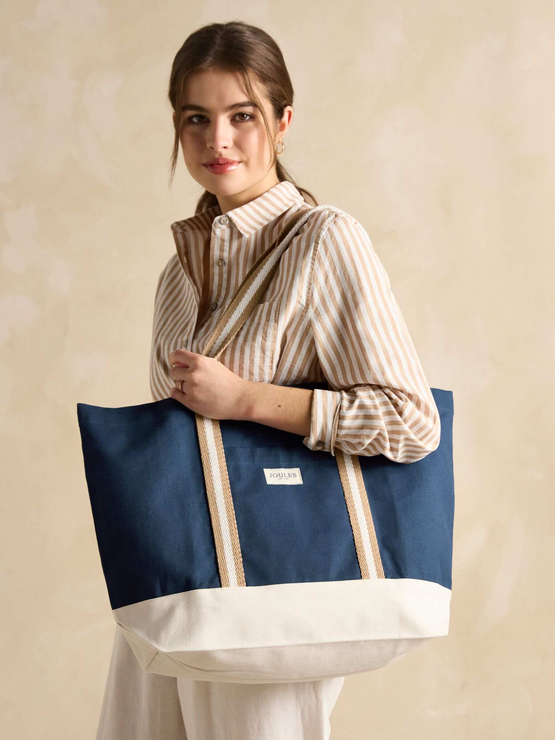 Promenade Neutral Canvas Beach Bag