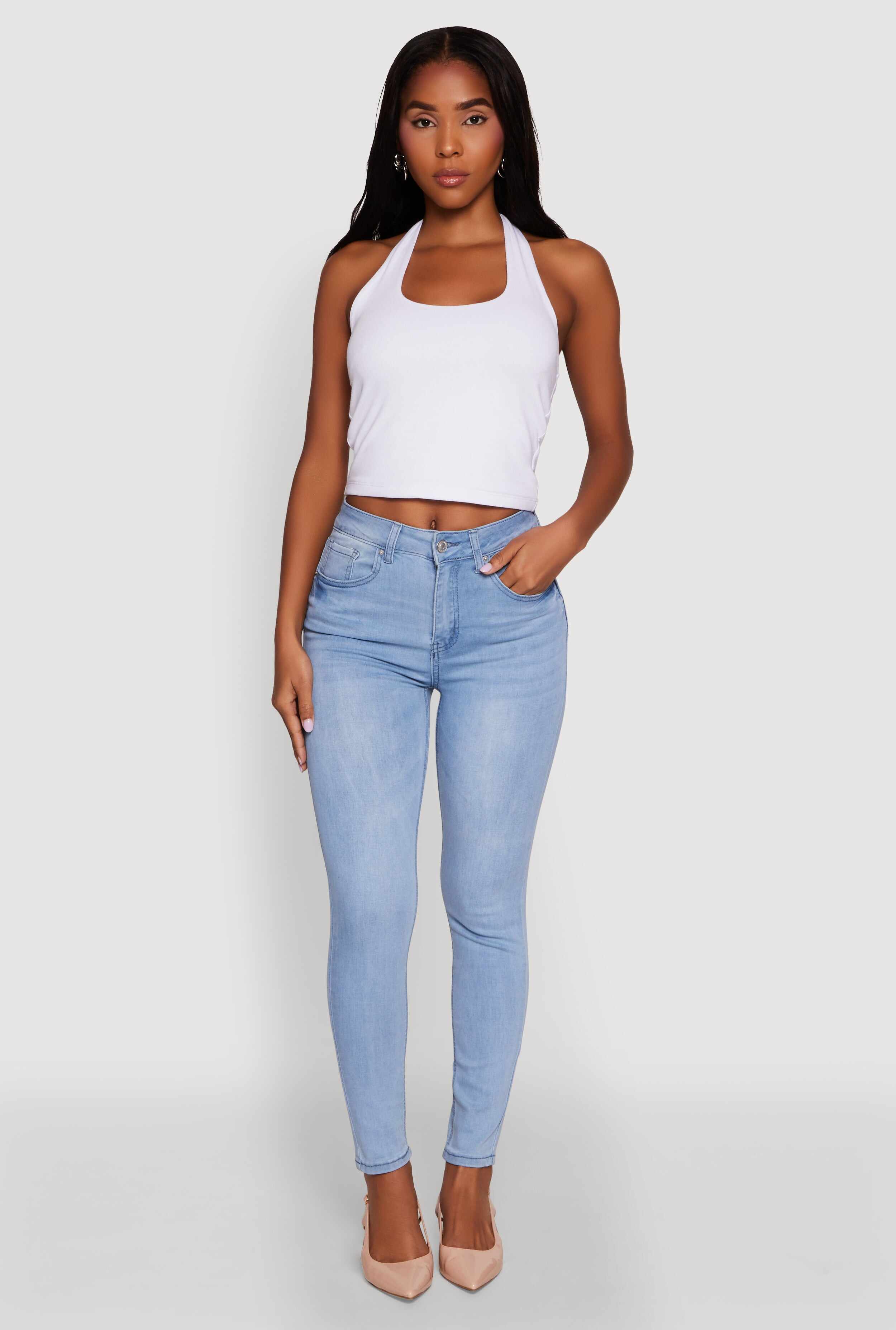 WAX Stretch High Waisted Skinny Ankle Jeans