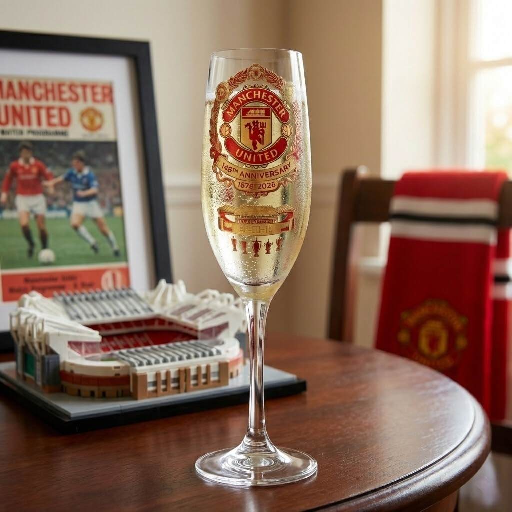 Manchester United 148th Anniversary Crystal Champagne Flute 🔴✨