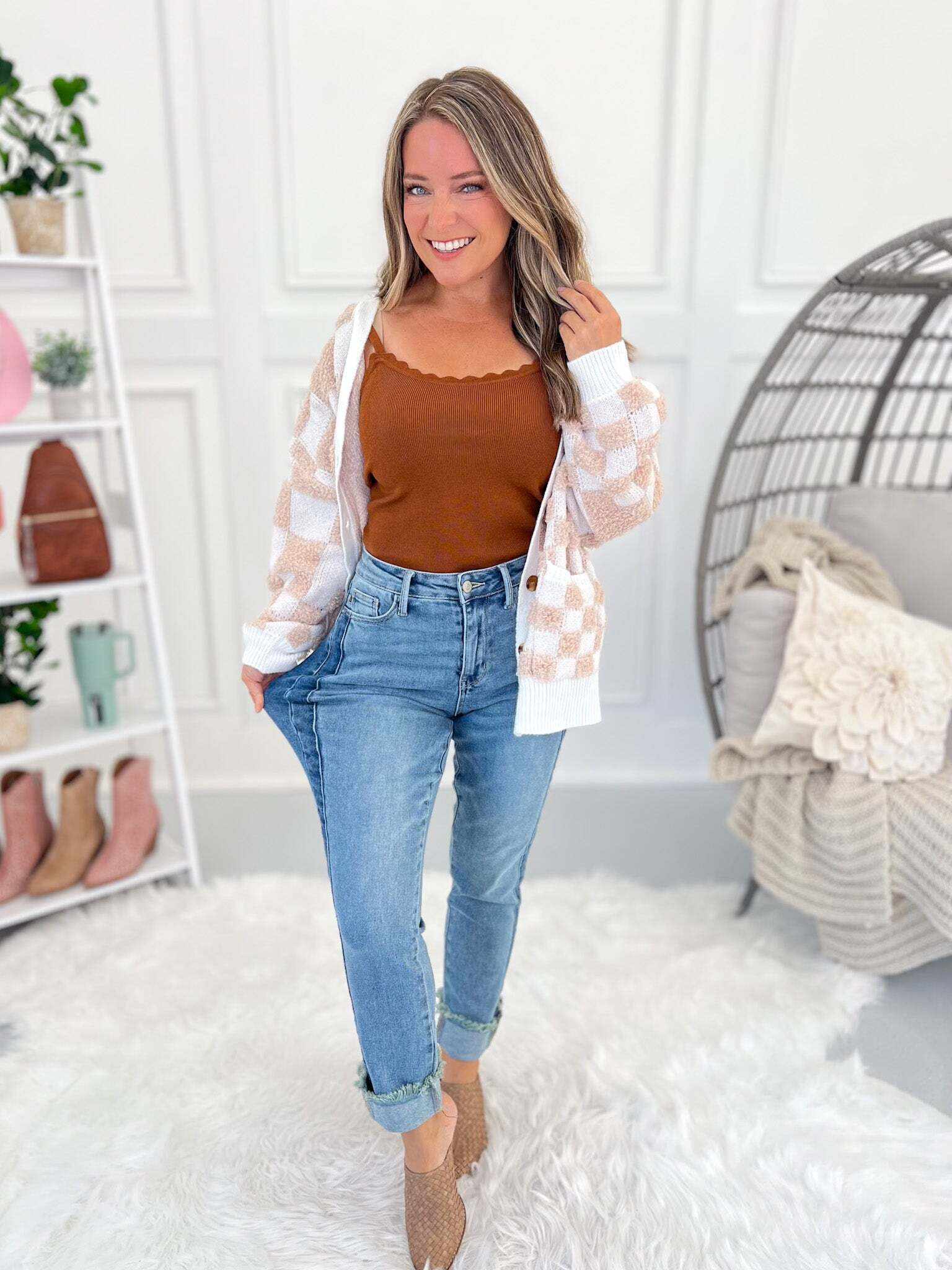 My Good Side - Christmas Vintage Wash Slim Fit Jeans- Final Sale