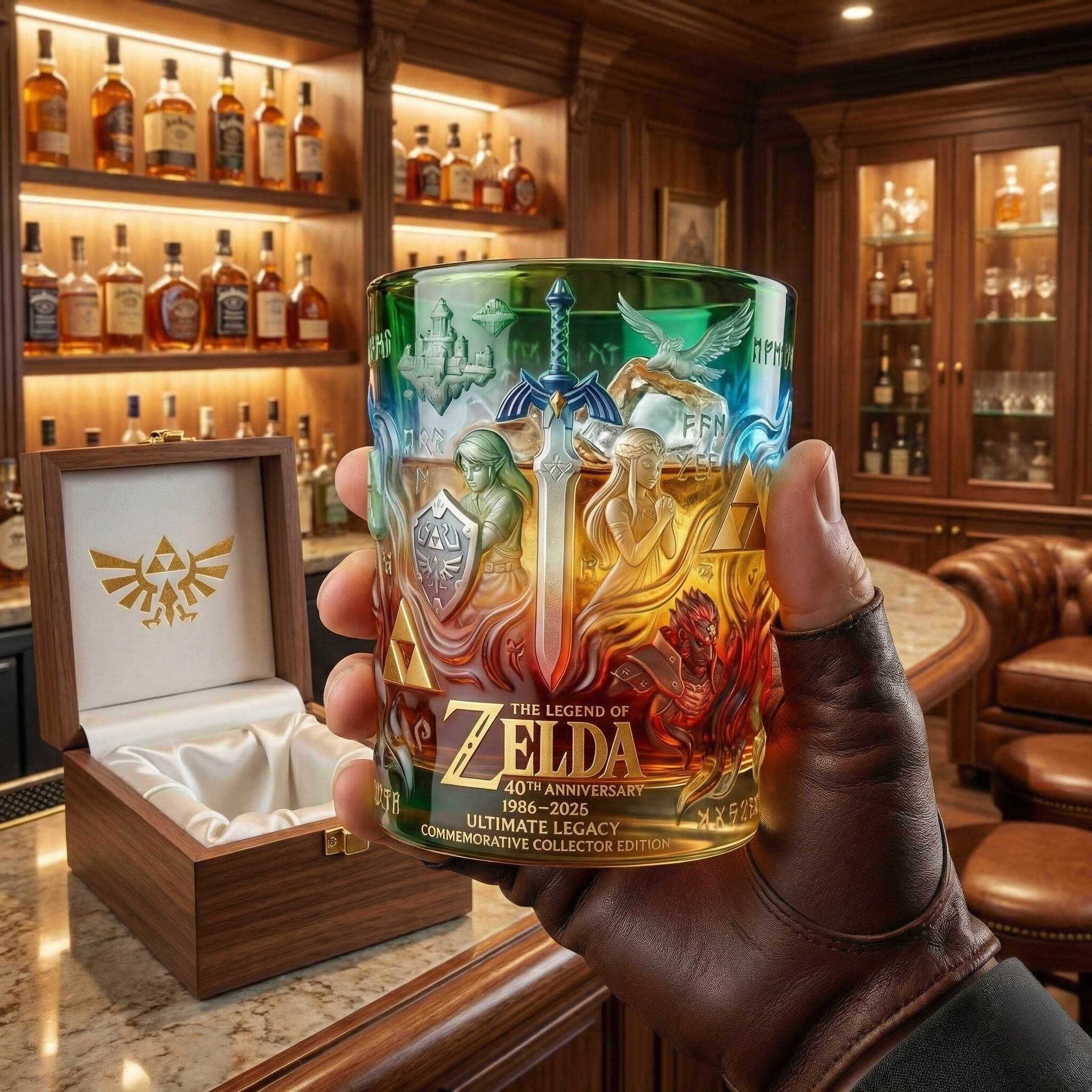 🥃 The Legend of Zelda – 40th Anniversary Whiskey Glass