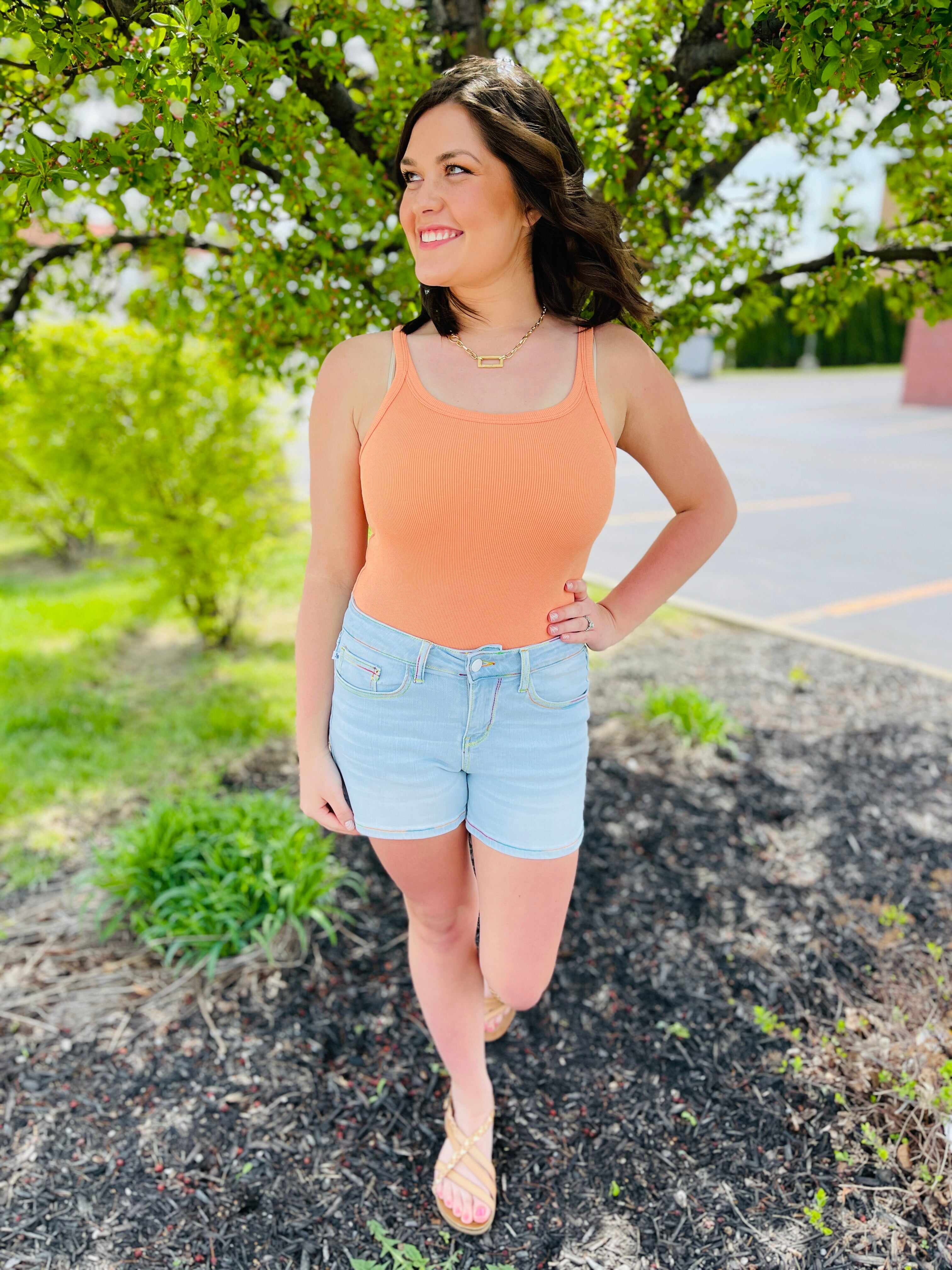 PLUS/REG Make Me Happy Rainbow Thread Shorts