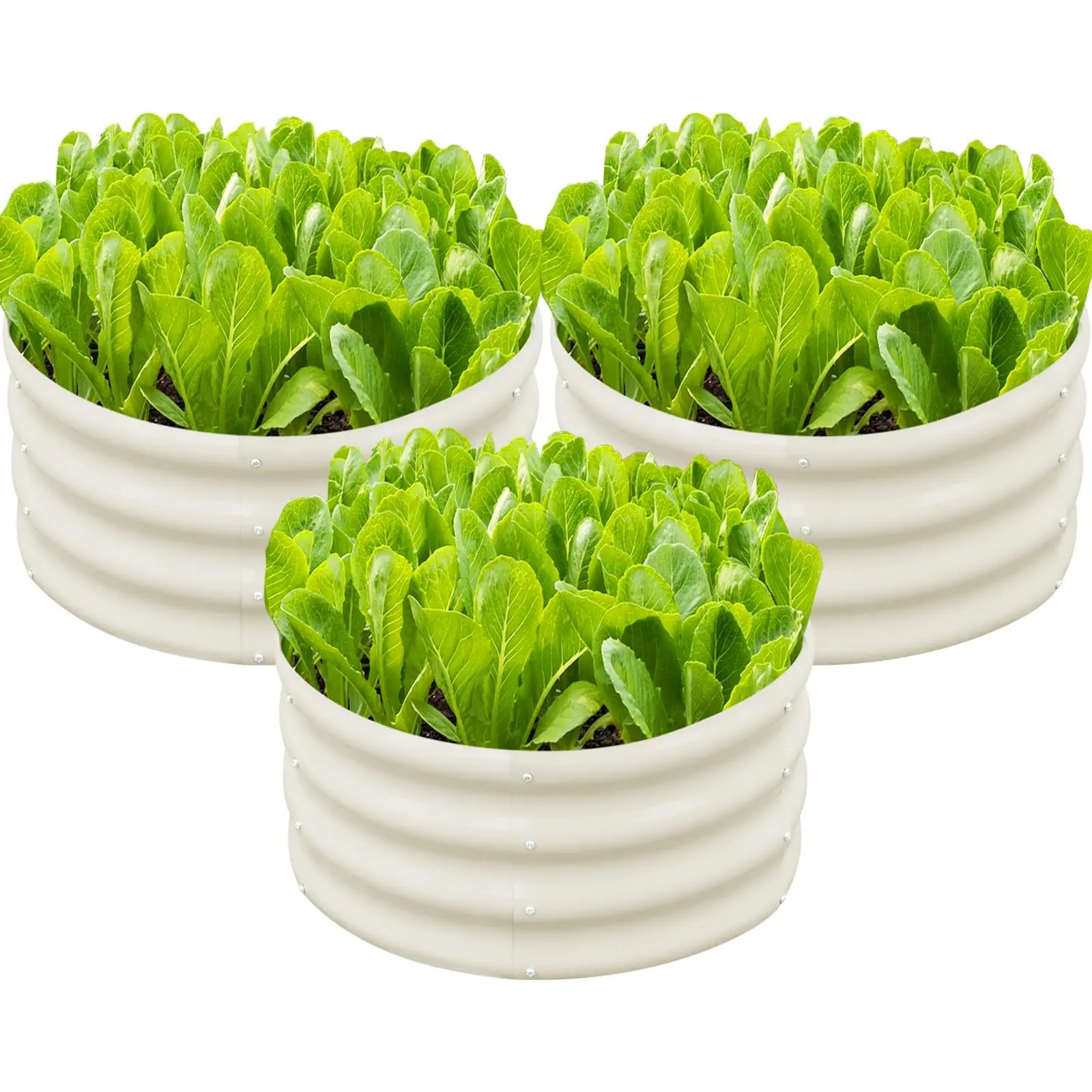 3-Pack 2x2x1 ft Modular Metal Round Raised Garden Bed Kit Stackable Vegetable Planters Elevated Planting Boxes Eco-Conscious Materials Breathable Planter Outdoor Planters
