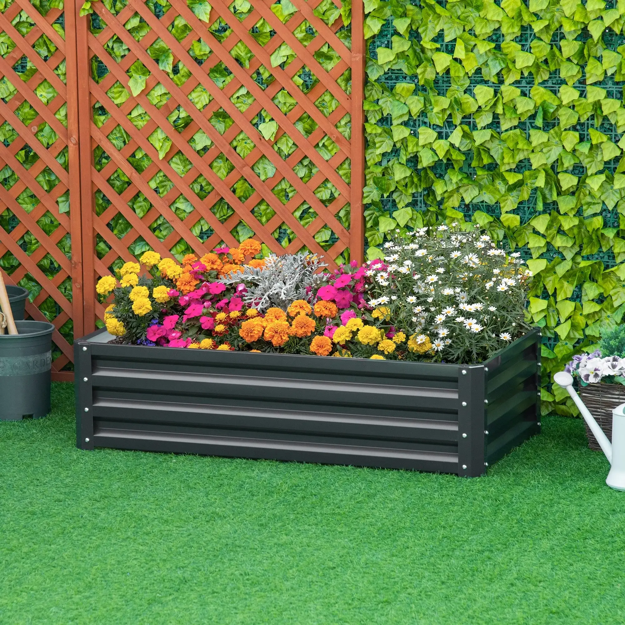 Outsunny Raised Garden Bed Box with Weatherized Steel Frame for Vegetables, Flowers, Plants and Herbs