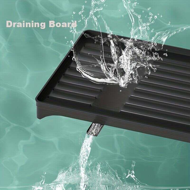 1pc Dish Drying Rack For Kitchen Counter Over The Sink, Detachable Larger Capacity 2-Tier Dish Drying Rack Drainboard Set With Double-Layer Bowl Rack, Cup Rack, Drain Board, Sticky Board Rack, Cutlery Rack, Kitchen Accessories, Black & White