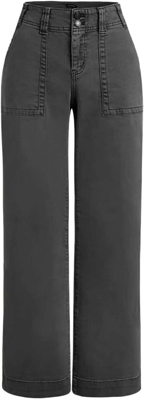 ⚡FINAL SALE⚡- Double Button Mid Waist Straight Leg Pants