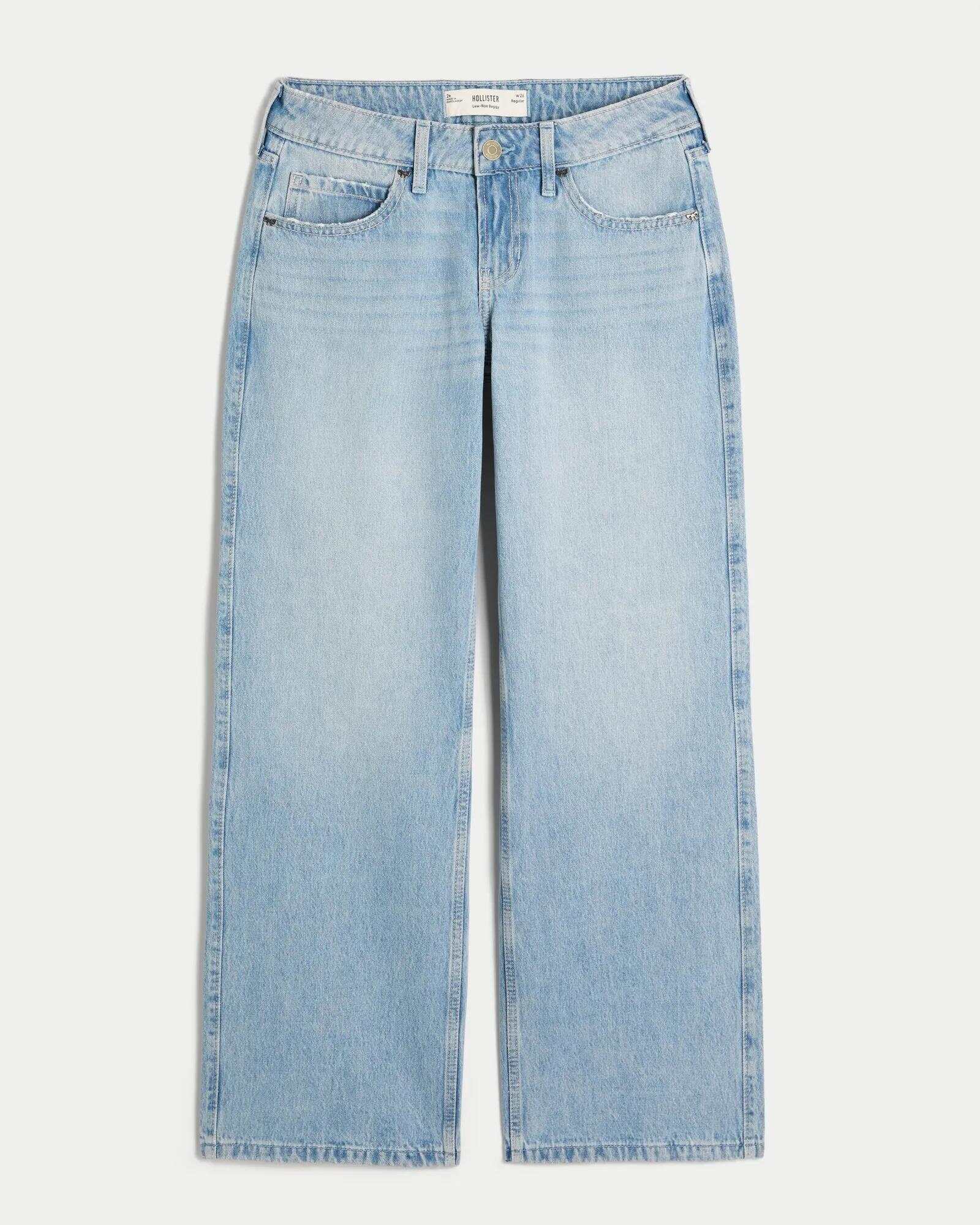 Low-Rise Dark Wash Baggy Jeans