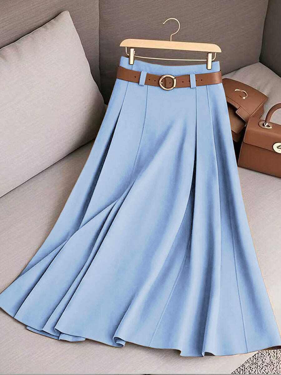 🔥Summer Arrivals🌟Women's Solid Color High Waist A-Line Casual Skirt