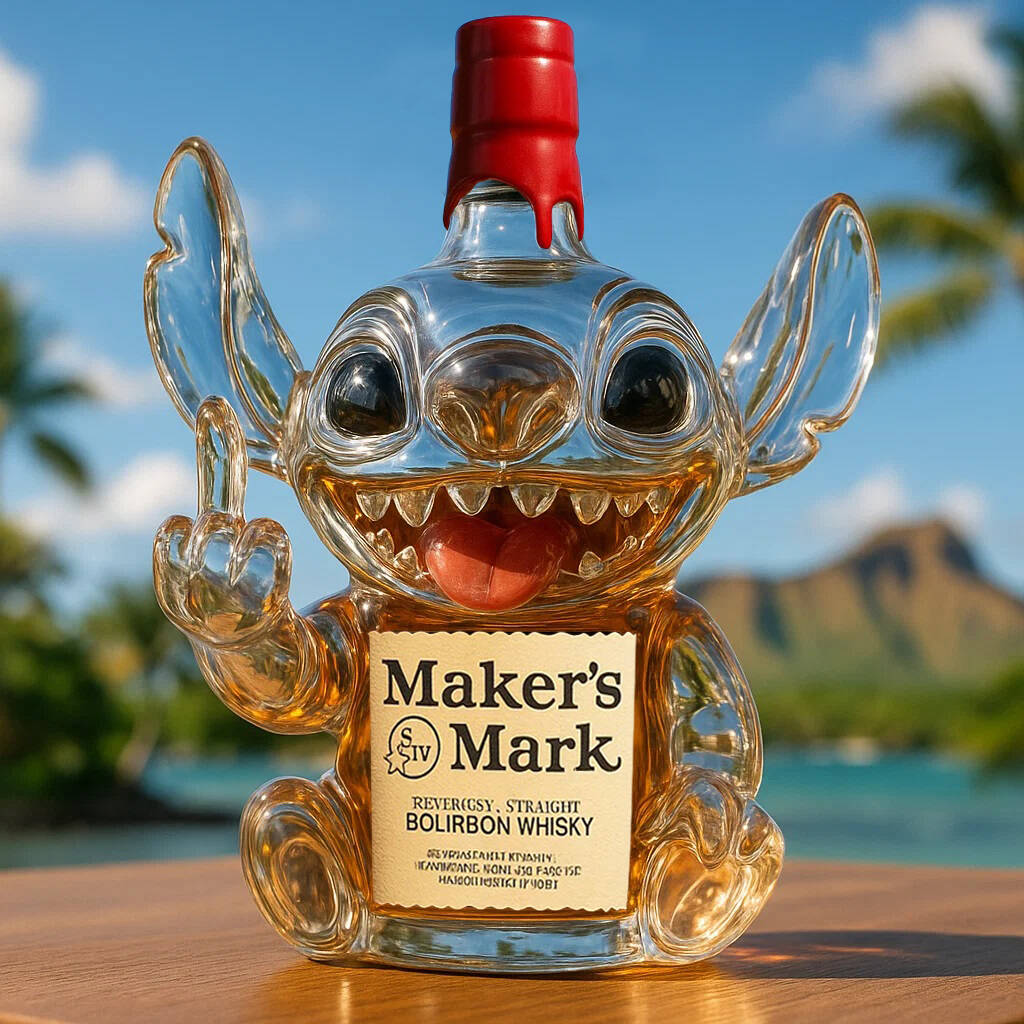 Playful and humorous Stitch whiskey bottle collector's edition