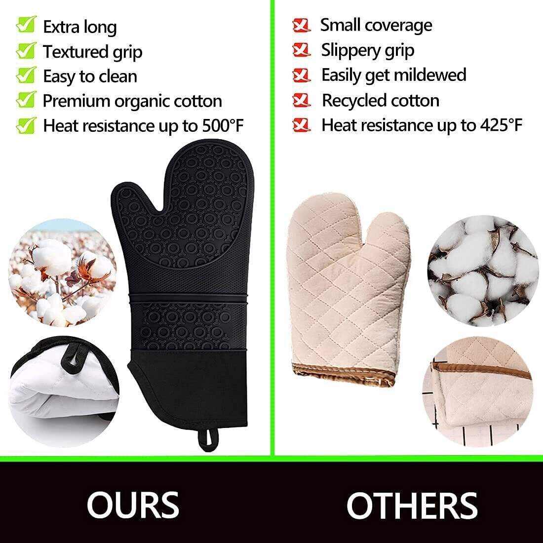 Silicone Oven Mitts and Pot Holders Set