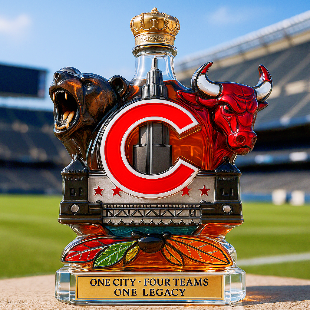 Chicago Sports Fan Whiskey Bottle
