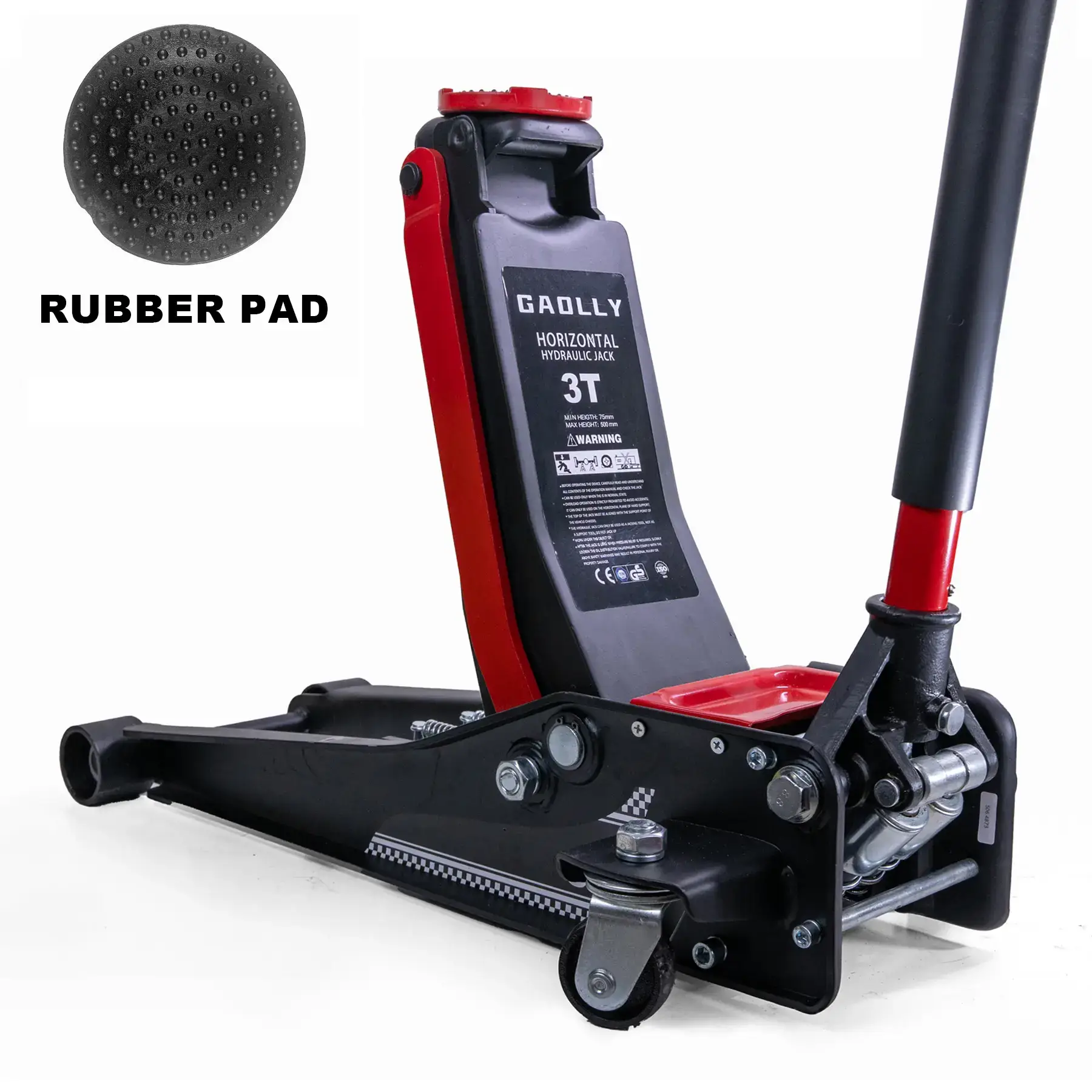 3 Ton Low Profile, Heavy-Duty Steel Racing Floor Jack with Dual Pistons Quick Lift Pump, with Lug Wrench Lifting Range 3.35