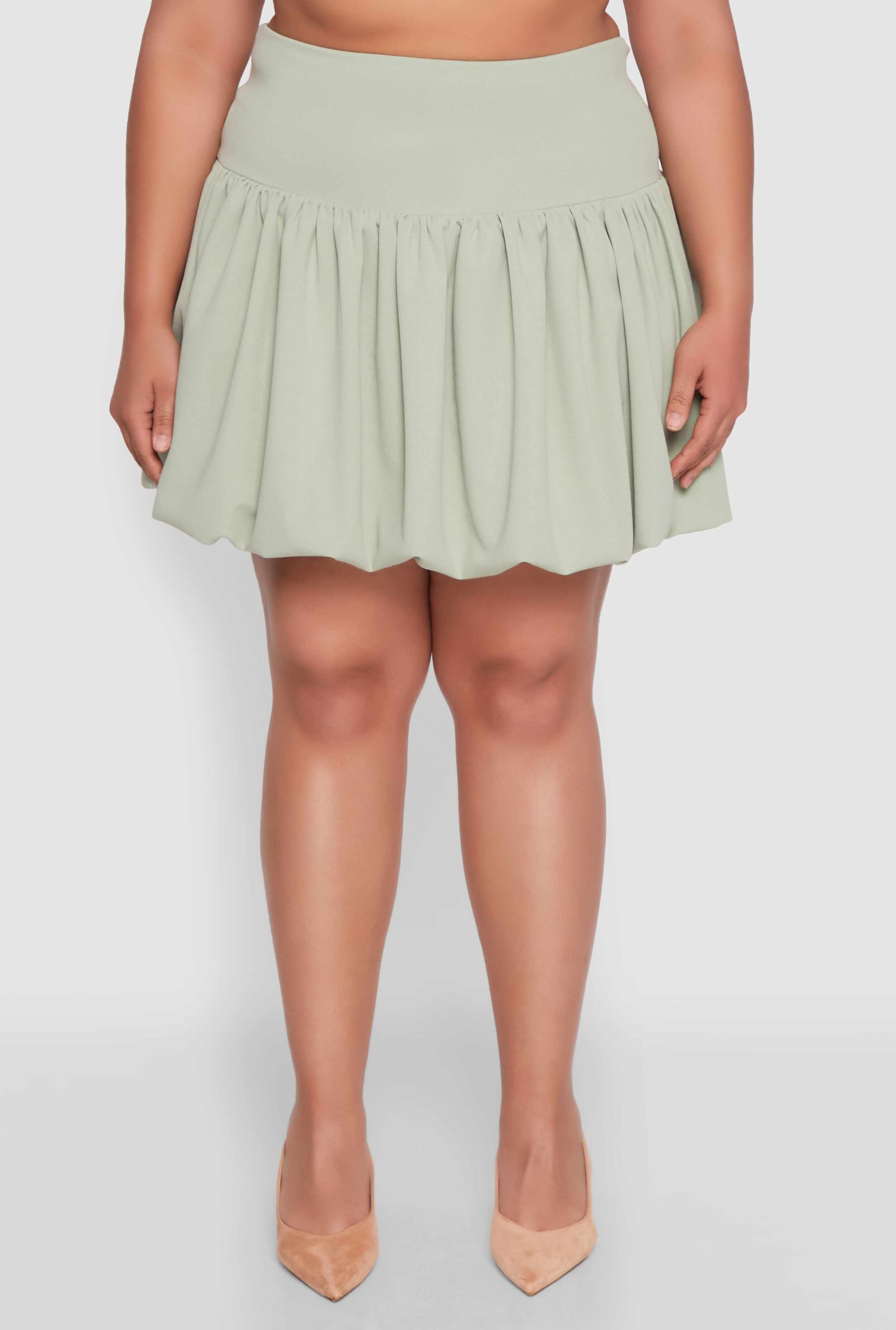 Plus Size Crepe Knit Bubble Skirt