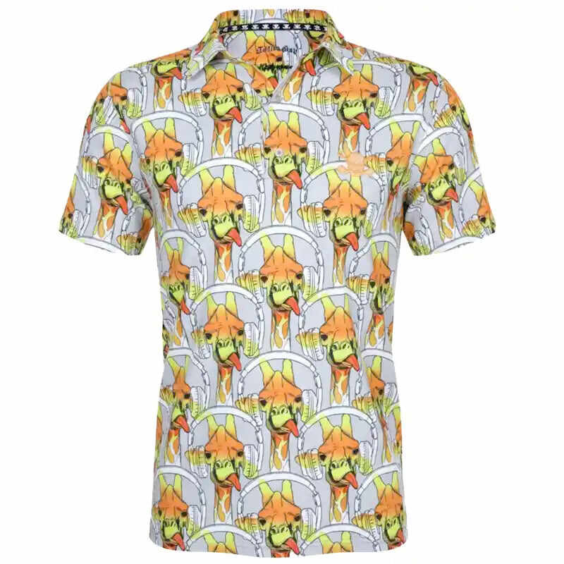Party Animal Cool-Stretch Men's Golf Shirt (Giraffe)