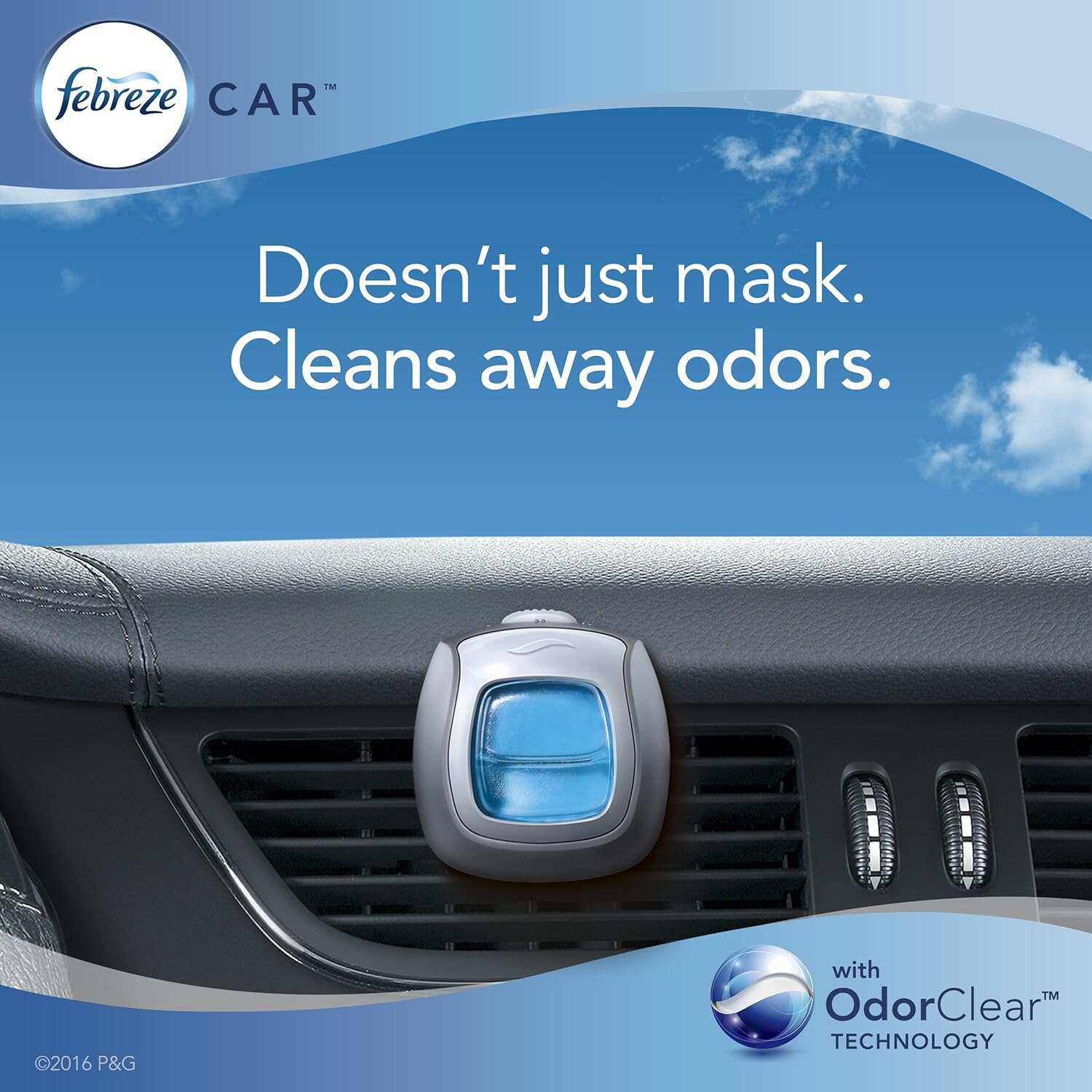 Febreze Car Air Fresheners, New Car Scent, Odor Eliminator for Strong Odors Car Vent Clips (2 Count)