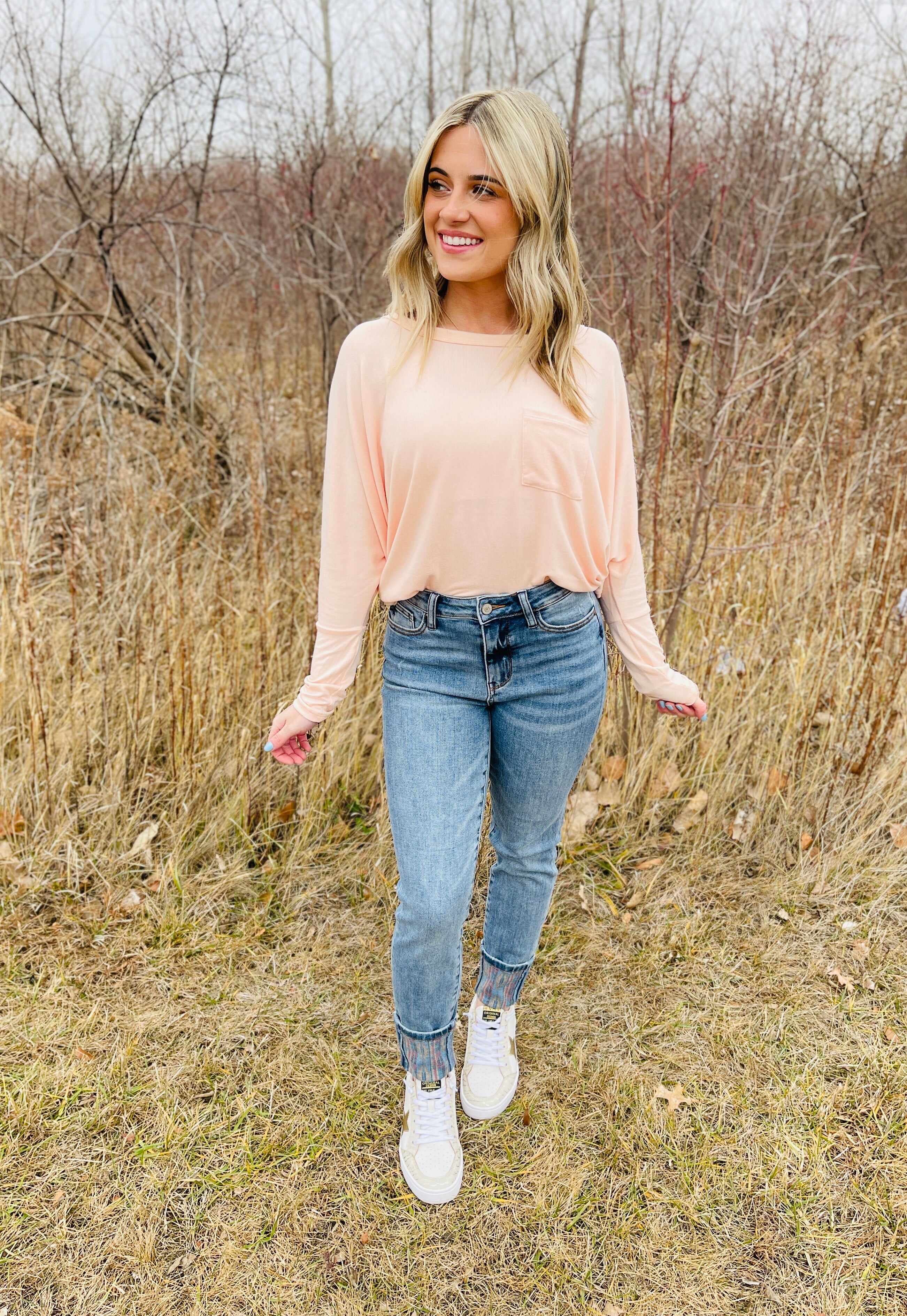 Plus/Reg Not My First Rodeo Print Cuff Jean