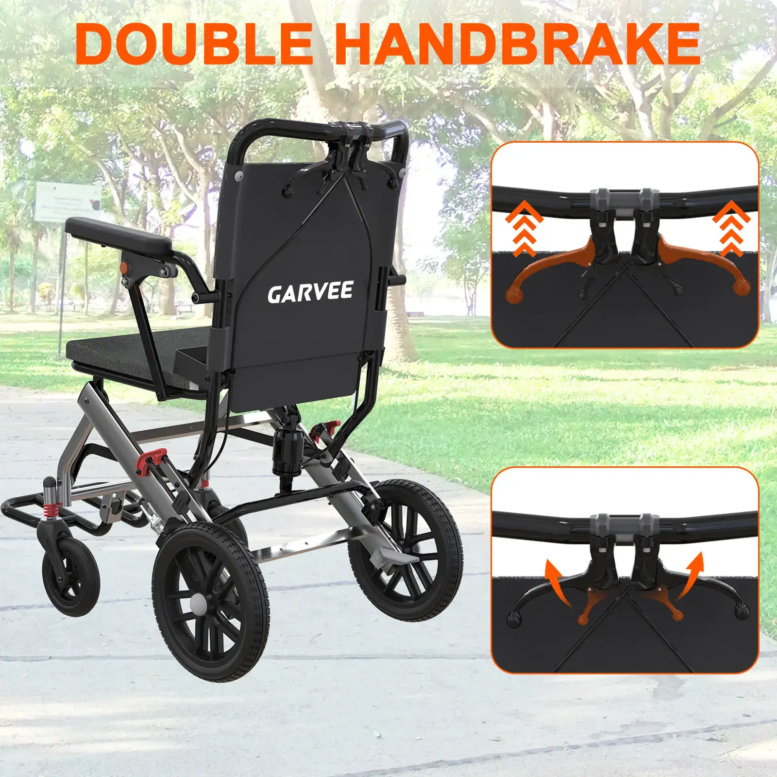 Ultra-Lightweight Folding Transport Wheelchair - Aviation Aluminum Frame - Dual Locking Hand Brakes - Removable Turn-Up Armrests - Swing-Away Footrests - Comfortable Large Seat - 16-Inch Wheels - Durable Portable Mobility Aid for Elderly and