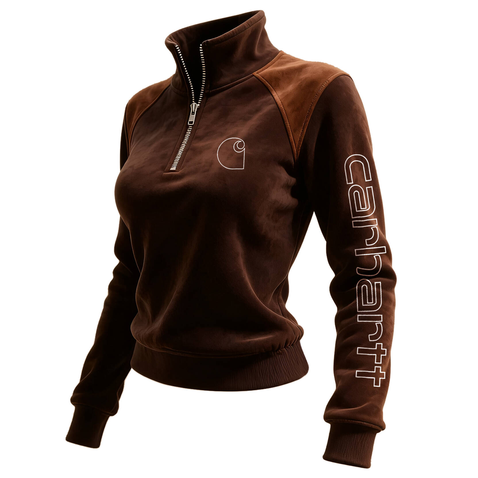 Women's Retro Western Style Contrast Panel Stand Collar Sweatshirt