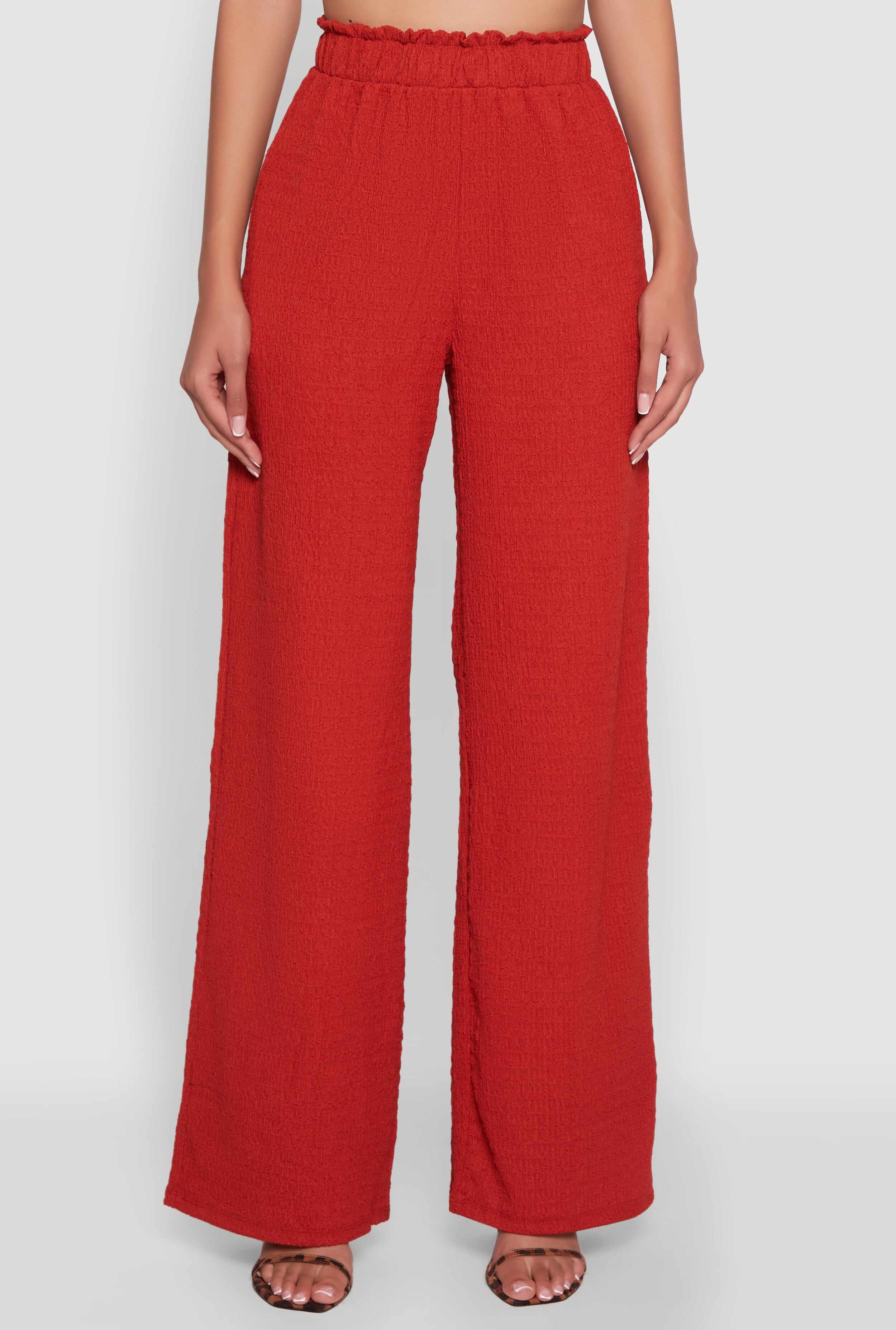 Textured Knit High Waisted Palazzo Pants