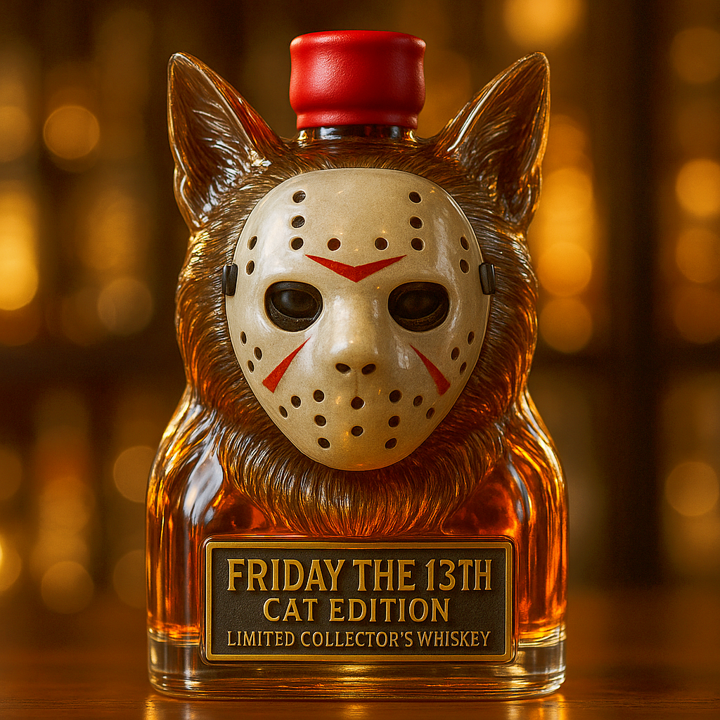 Friday the 13th Cat Whiskey Bottle
