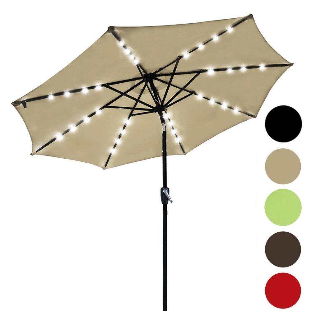 Yescom 9ft Solar LED Market Tilt Patio Umbrella