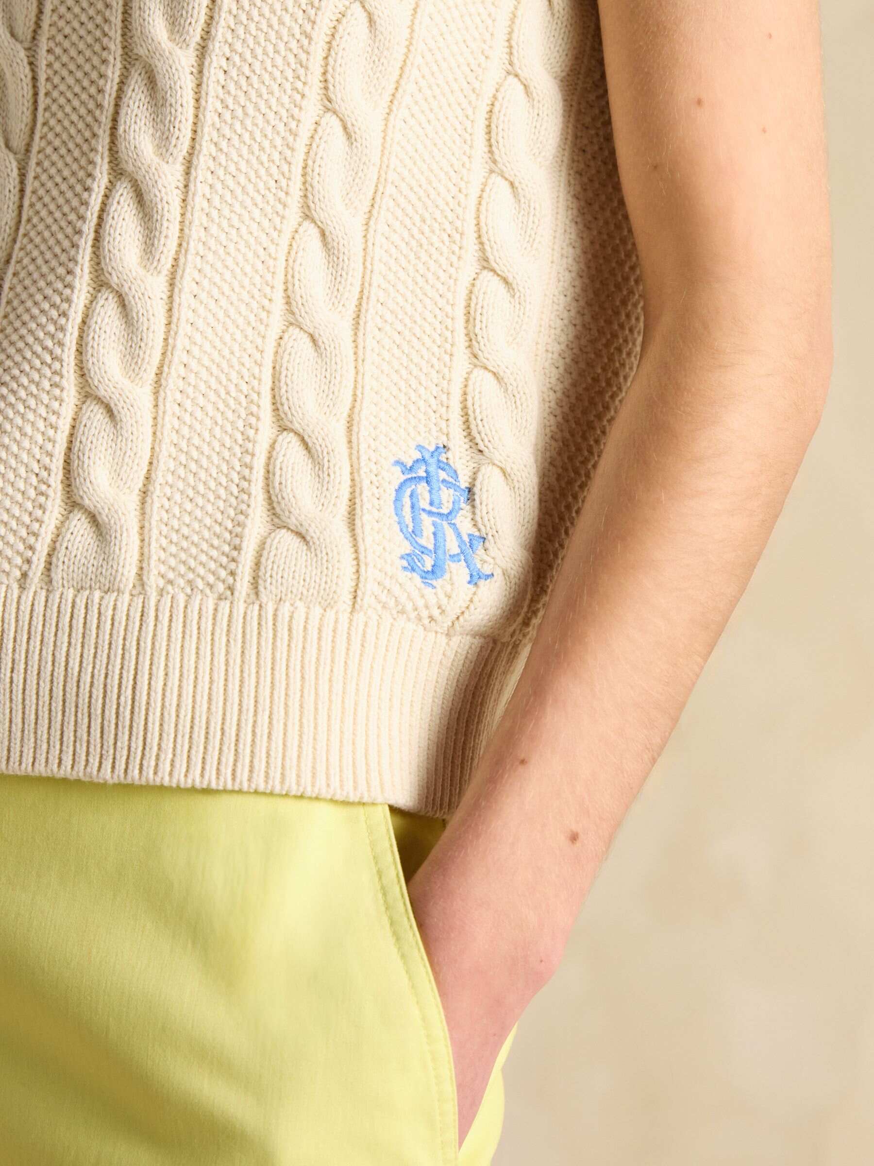 Deuce Cream Cable Knitted Cotton Vest