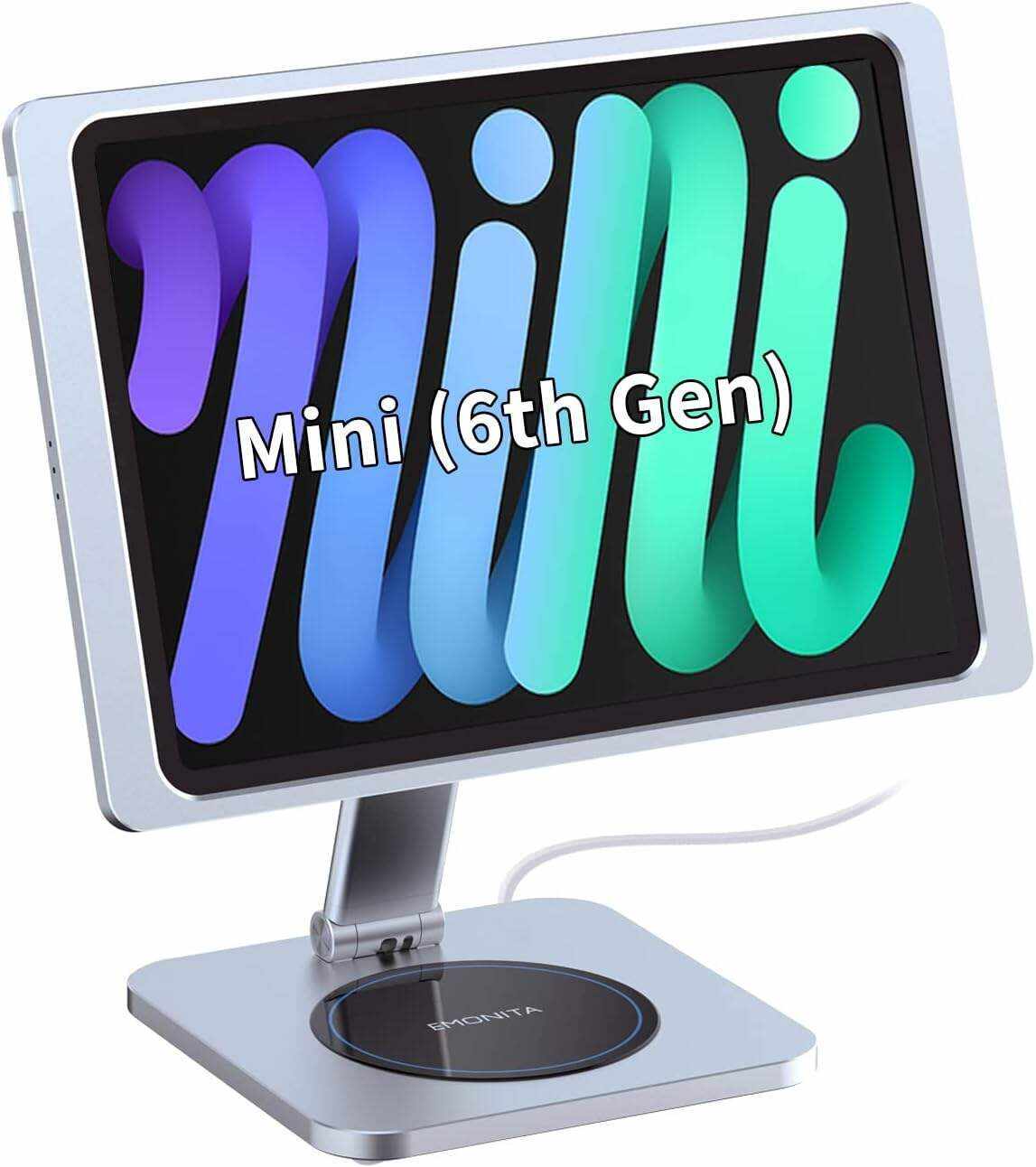 EMONITA Magnetic Stand with Charging Case for 10.2 Inch 7th / 8th / 9th Gen (2021/2020/2019). 18W USB C Fast Charging Cable Included, Foldable L Shape, Strong Magnets, 360 Rotation, 180 Tilt