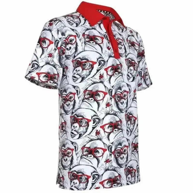 Party Animal Cool-Stretch Men's Golf Shirt (Monkey)