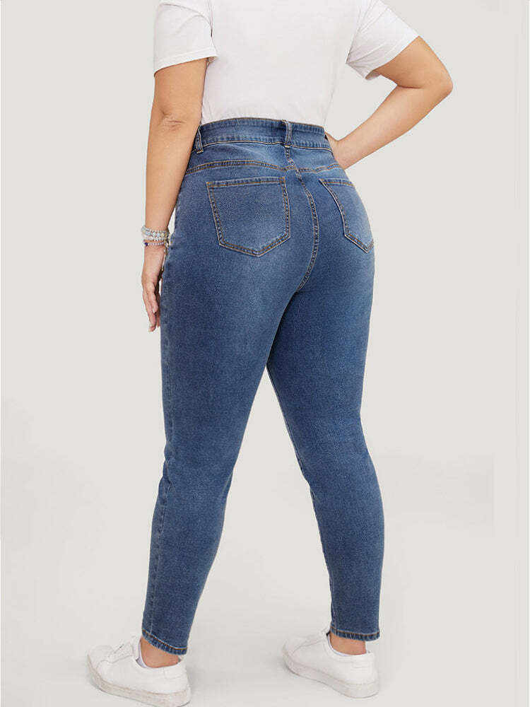 Skinny Very Stretchy High Rise  Medium Wash Ankle Jeans