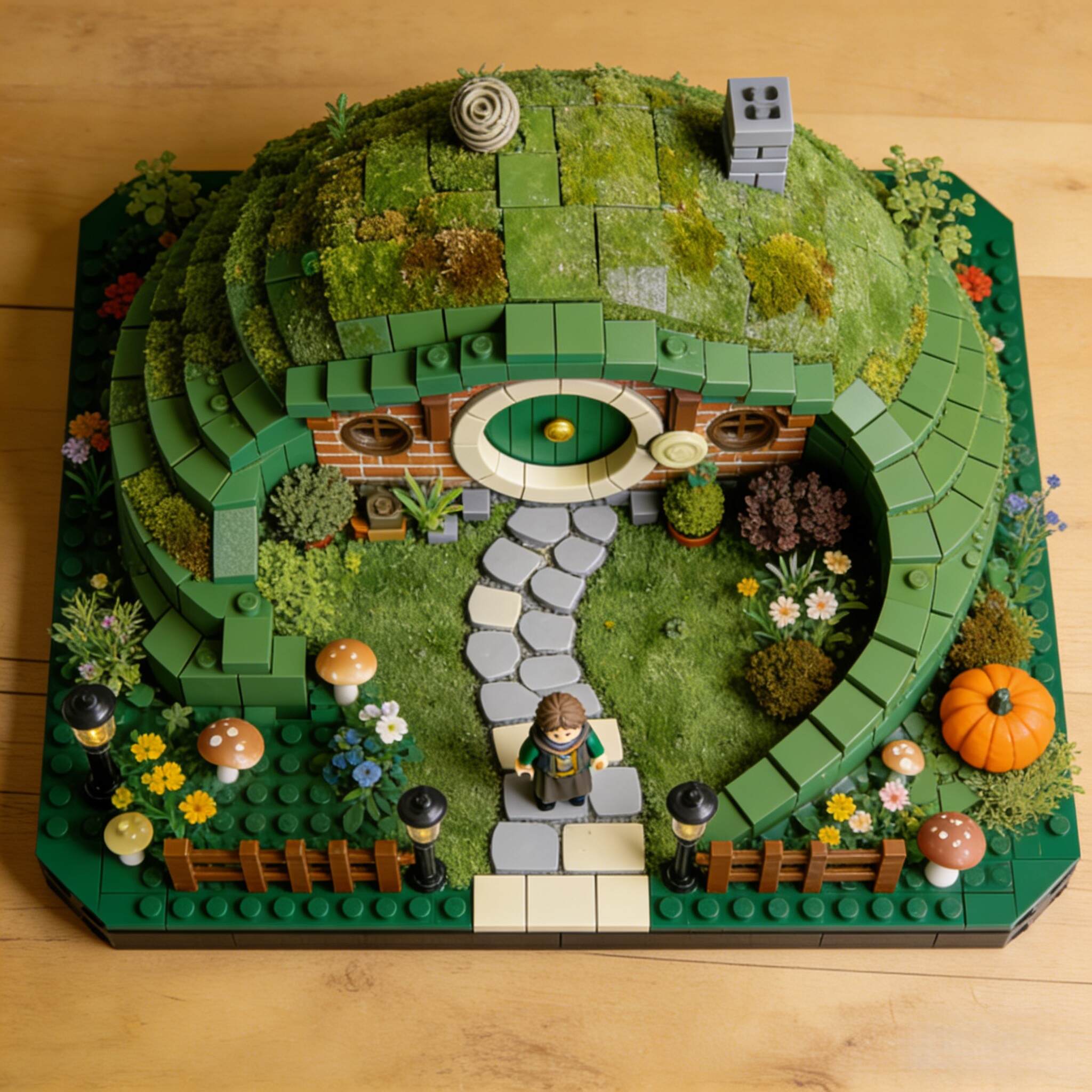 🏡 Hobbit Hillside Home – Brick Diorama Set