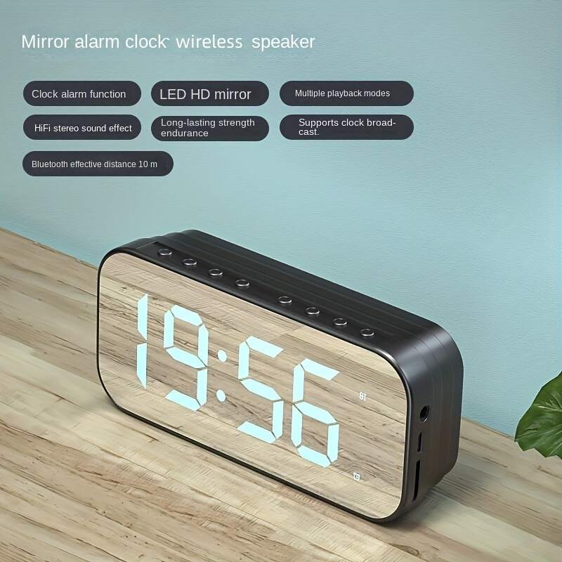 5.0 Burst Wireless Speakers 47244.09inch/Ah New Mini Home Small Mirror Sound Remote Alarm Clock Smart Speakers