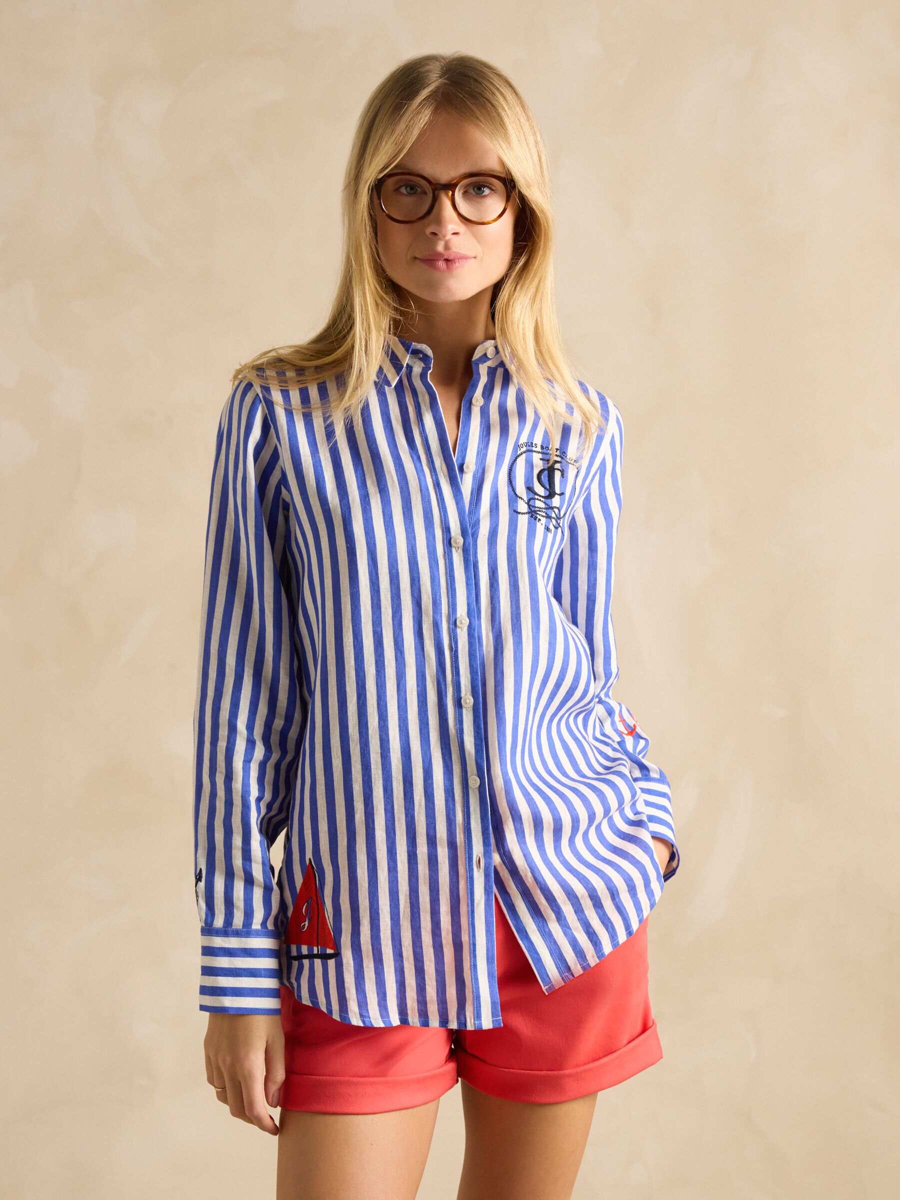Sail Away Blue Stripe Relaxed Fit 100% Linen Shirt