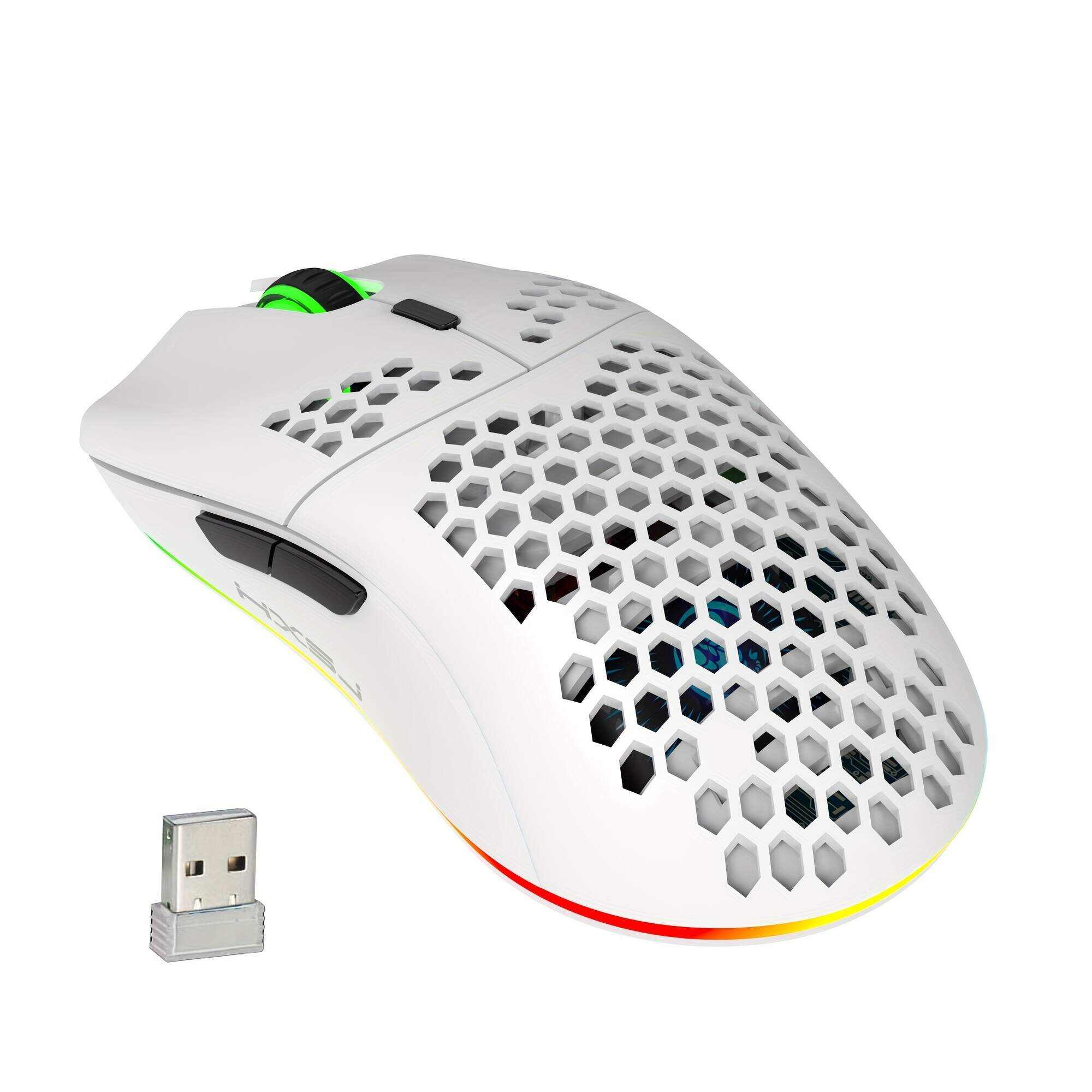 RGB Wireless Gaming Mouse,Ultra-Lightweight Honeycomb Shell Mice With 2.4G Wireless Rechargeable,RGB Spectrum Backlit,7 Buttons,3200DPI,Ergonomic Long Battery Life For PC,PS4 Gamers