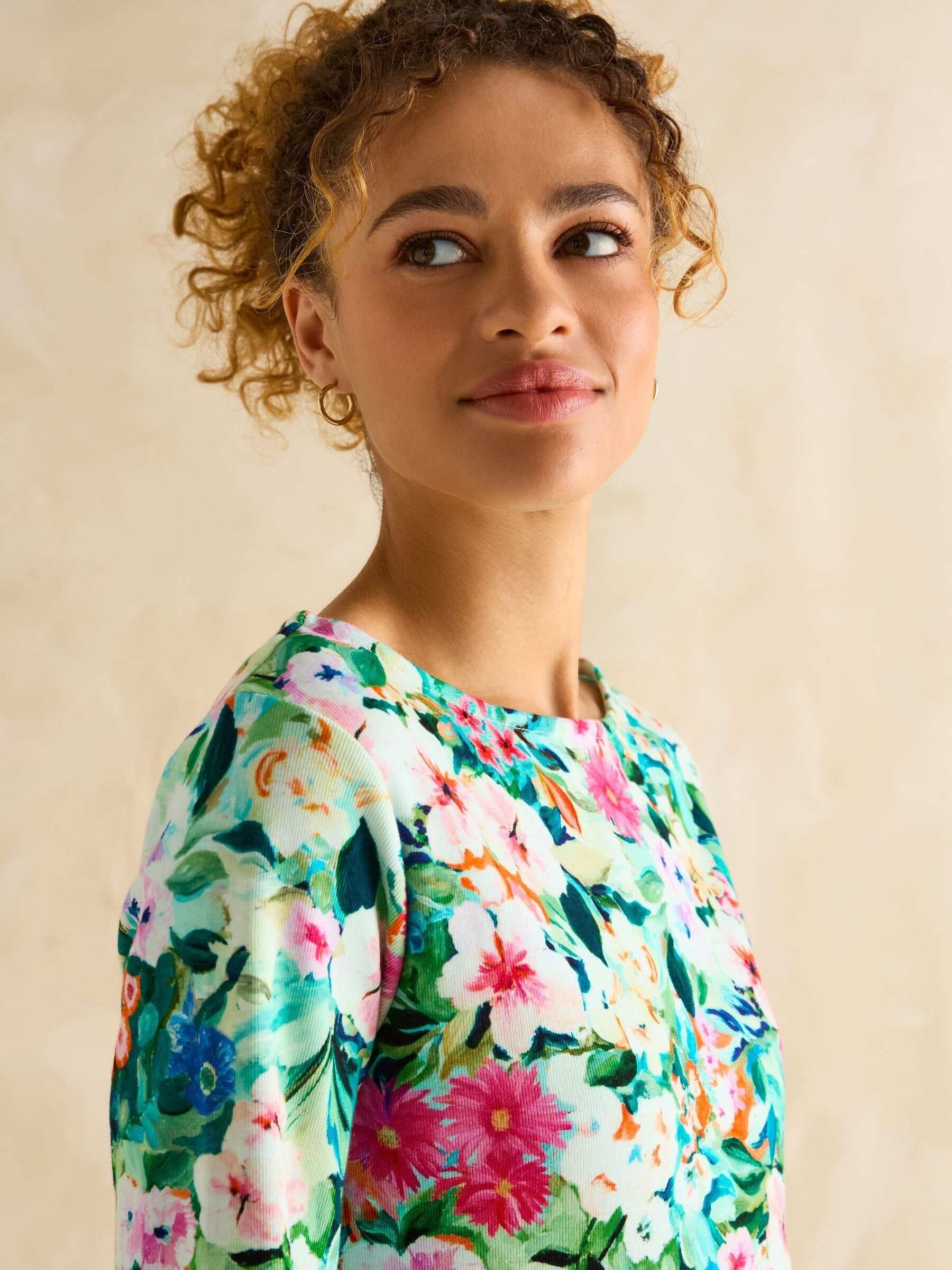 Harbour Multi Floral Boat Neck Printed Top