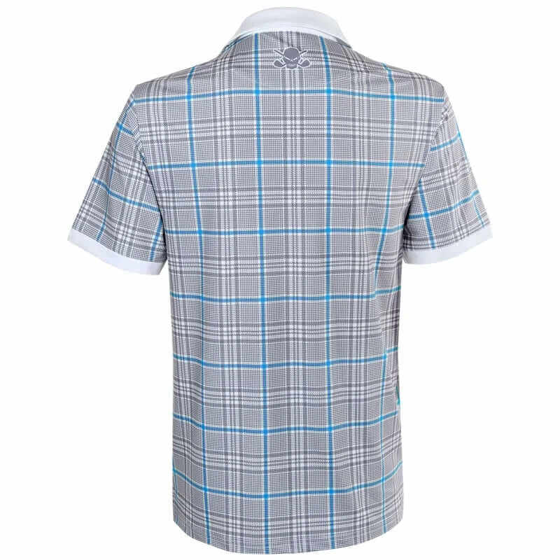 HT Plaid Cool-Stretch Men's Golf Shirt (Blue/Grey)