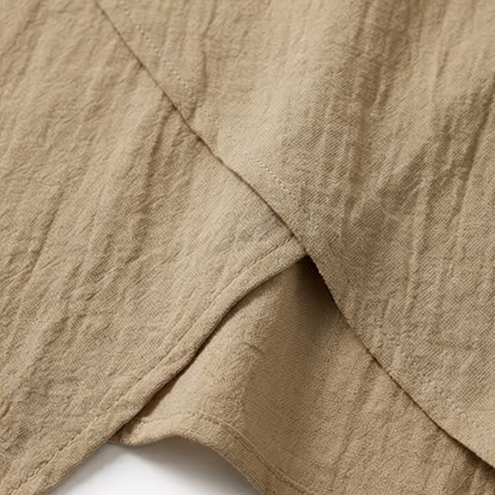 Women's Linen-Blend 2-Piece Outfit, Asymmetrical Layered Tunic Top + Wide Leg Pants