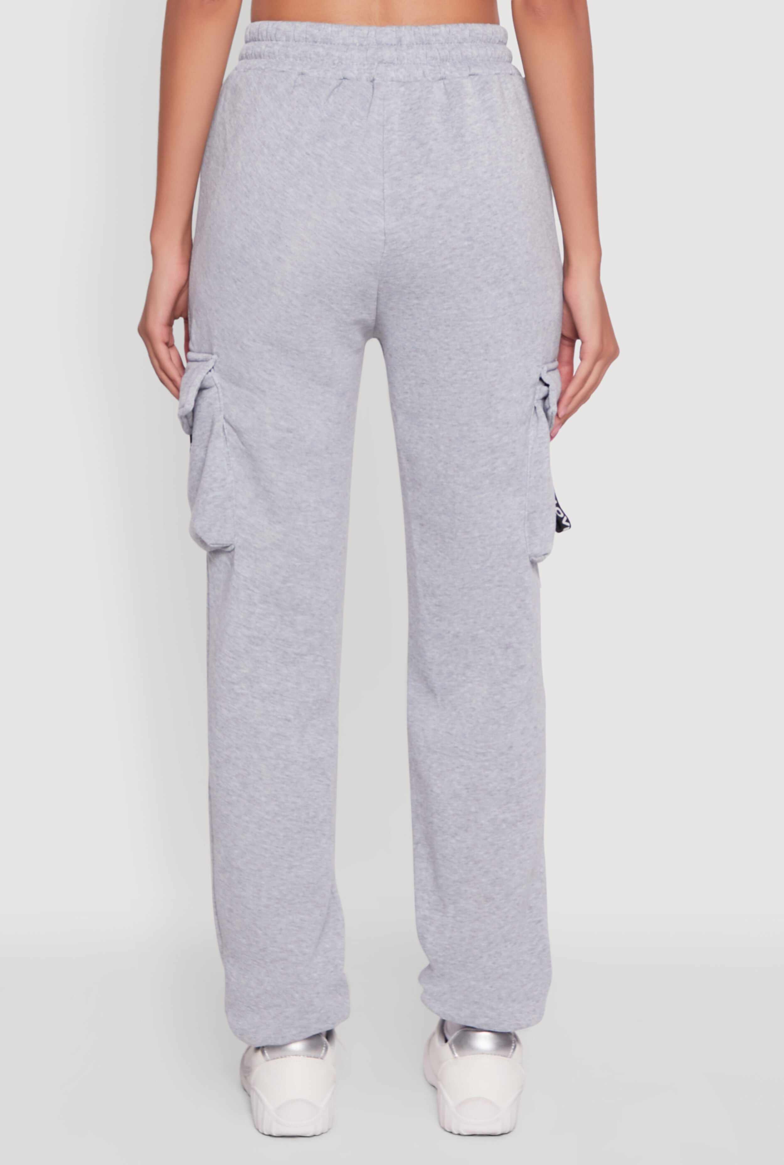 High Waisted Love Graphic D Ring Closure Cargo Sweatpants