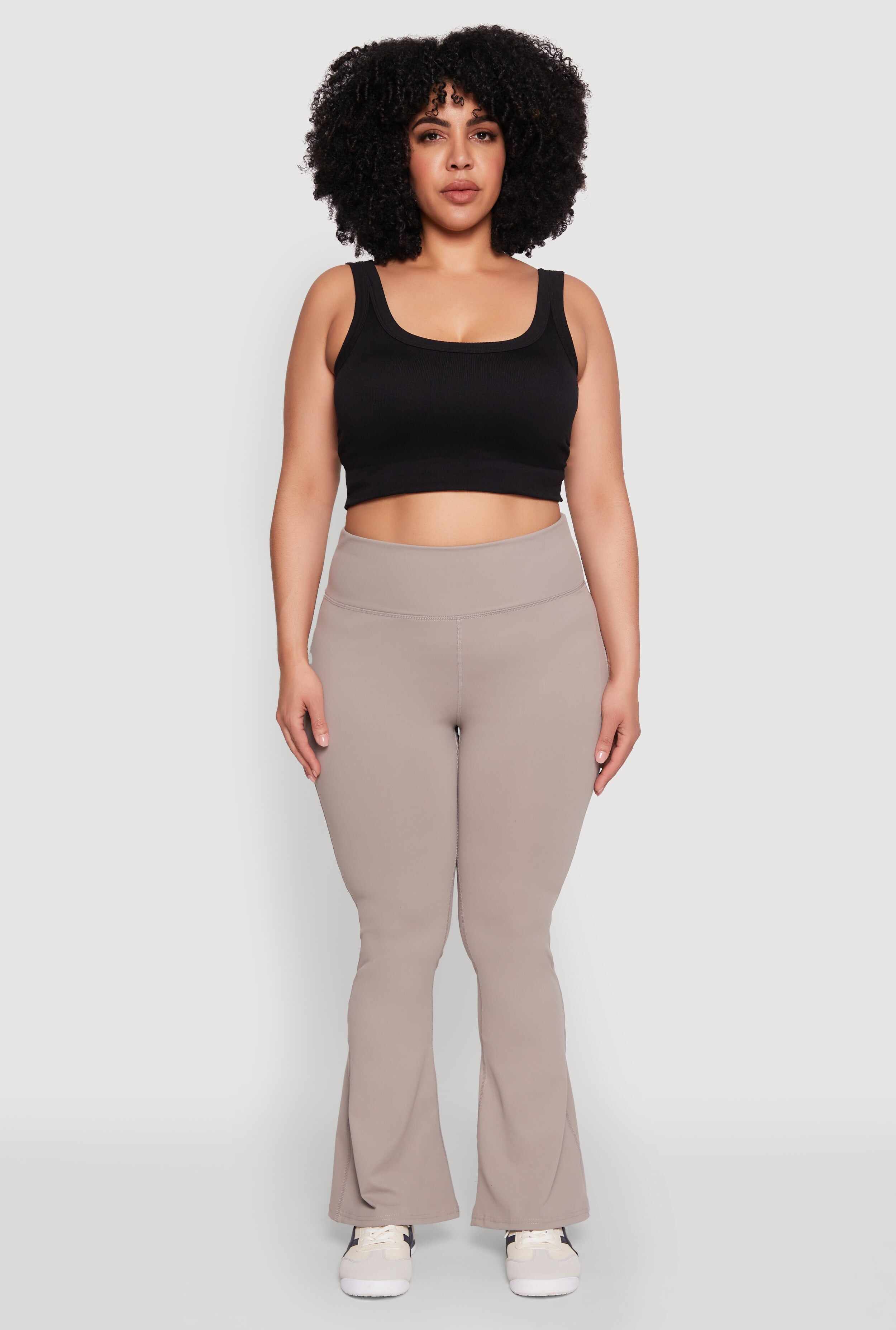 Plus Size Snatched High Waisted Flared Active Pants