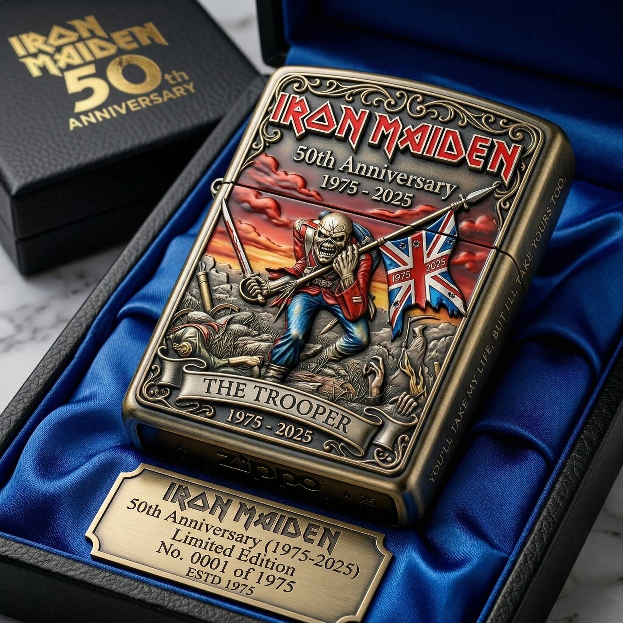 💀 Iron Maiden 50th Anniversary The Trooper Collector Lighter