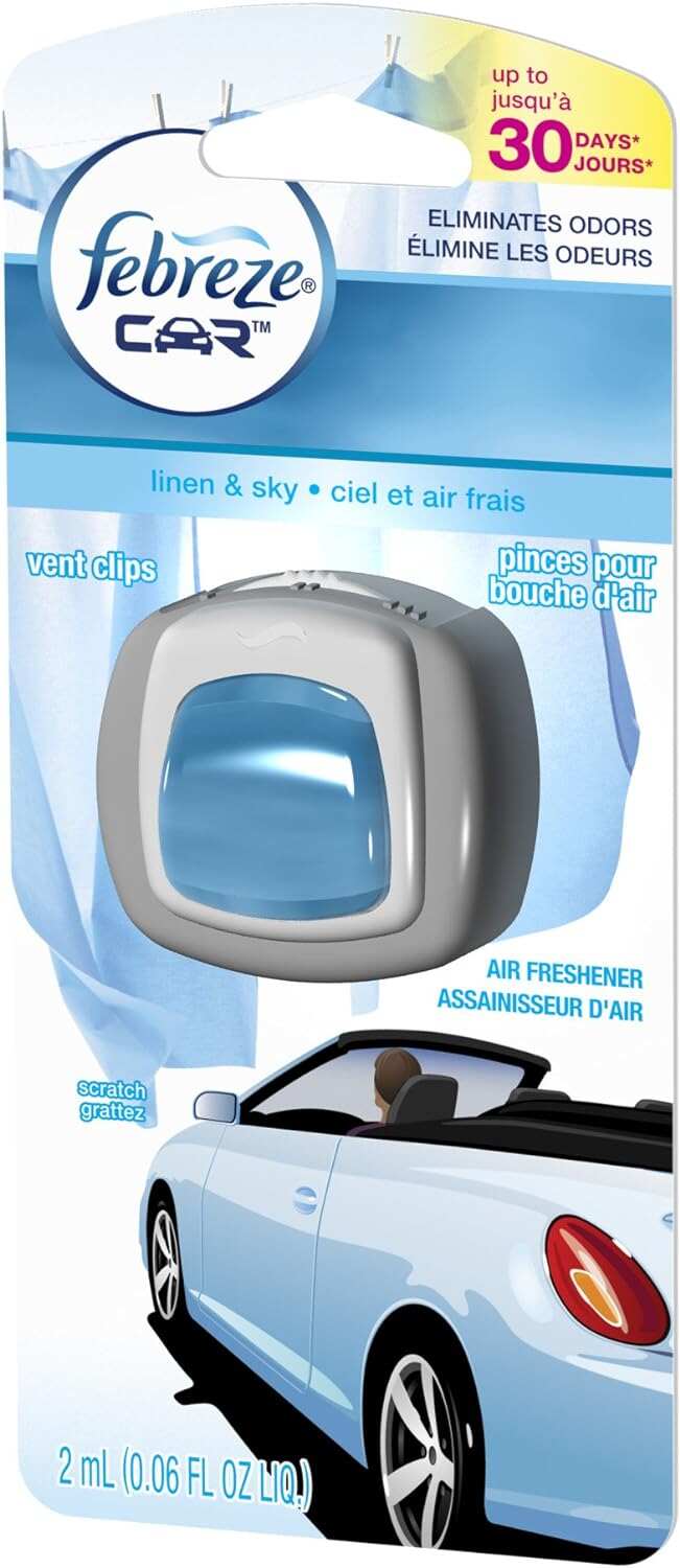 Febreze Car Air Fresheners, New Car Scent, Odor Eliminator for Strong Odors Car Vent Clips (2 Count)